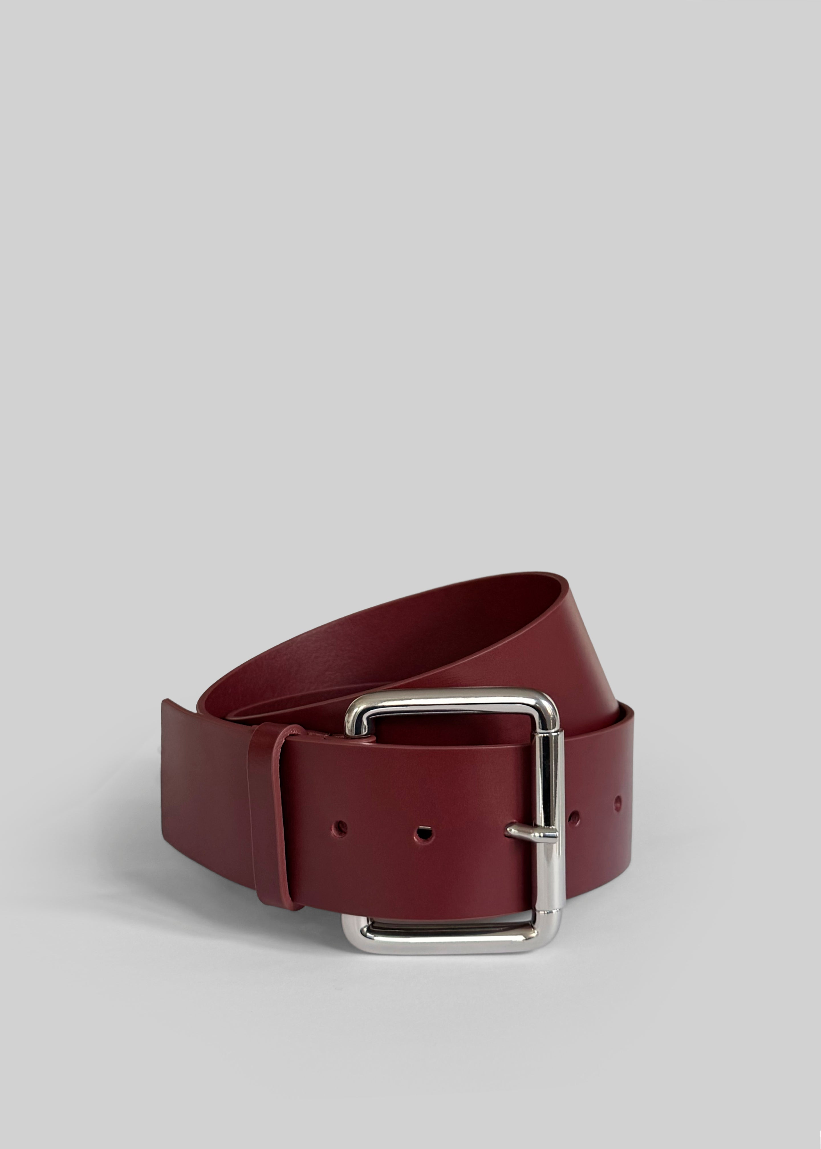 Marty Leather Belt - Burgundy/Silver – The Frankie Shop