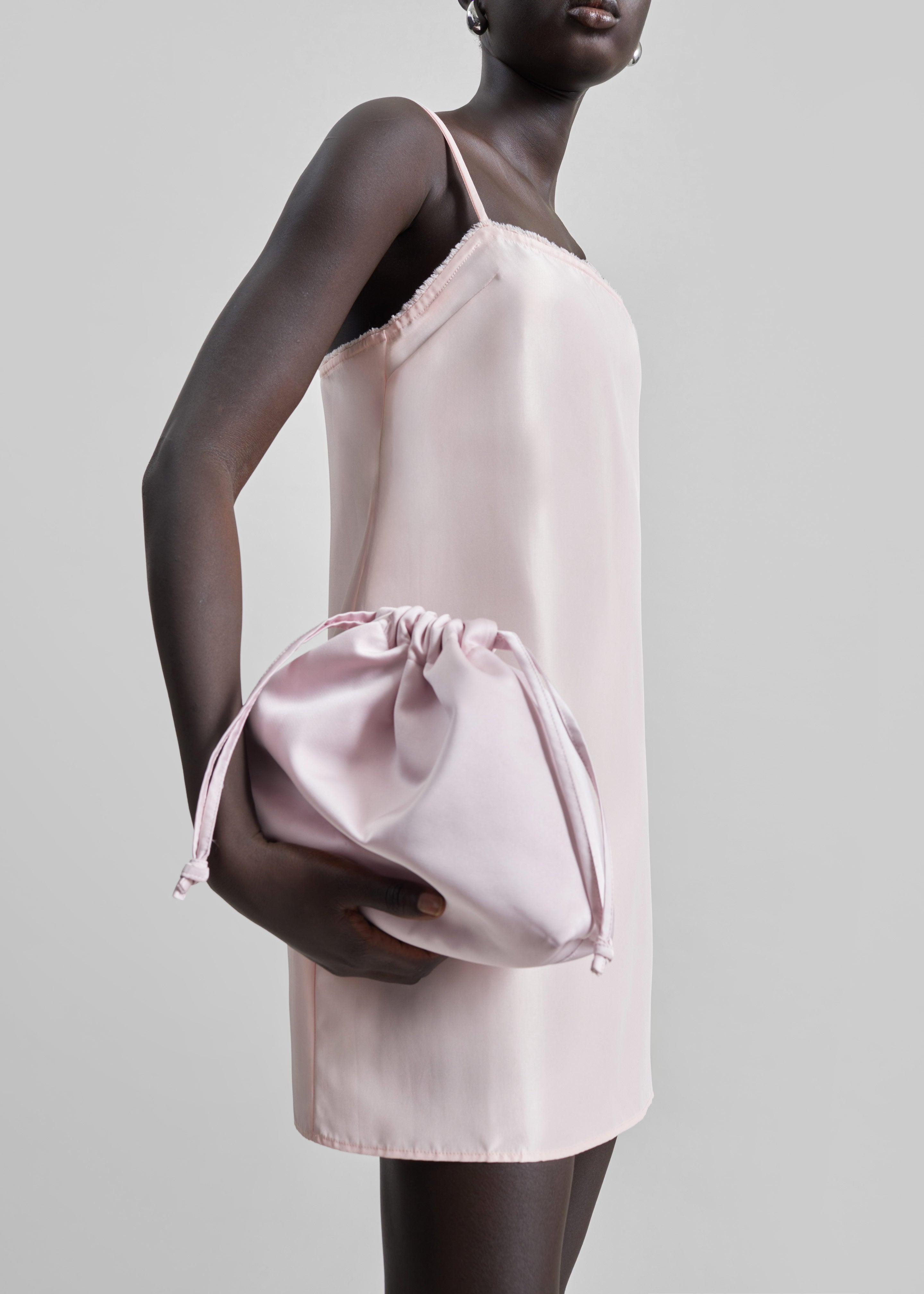 Morgan Satin Small Pouch - Faded Pink – The Frankie Shop
