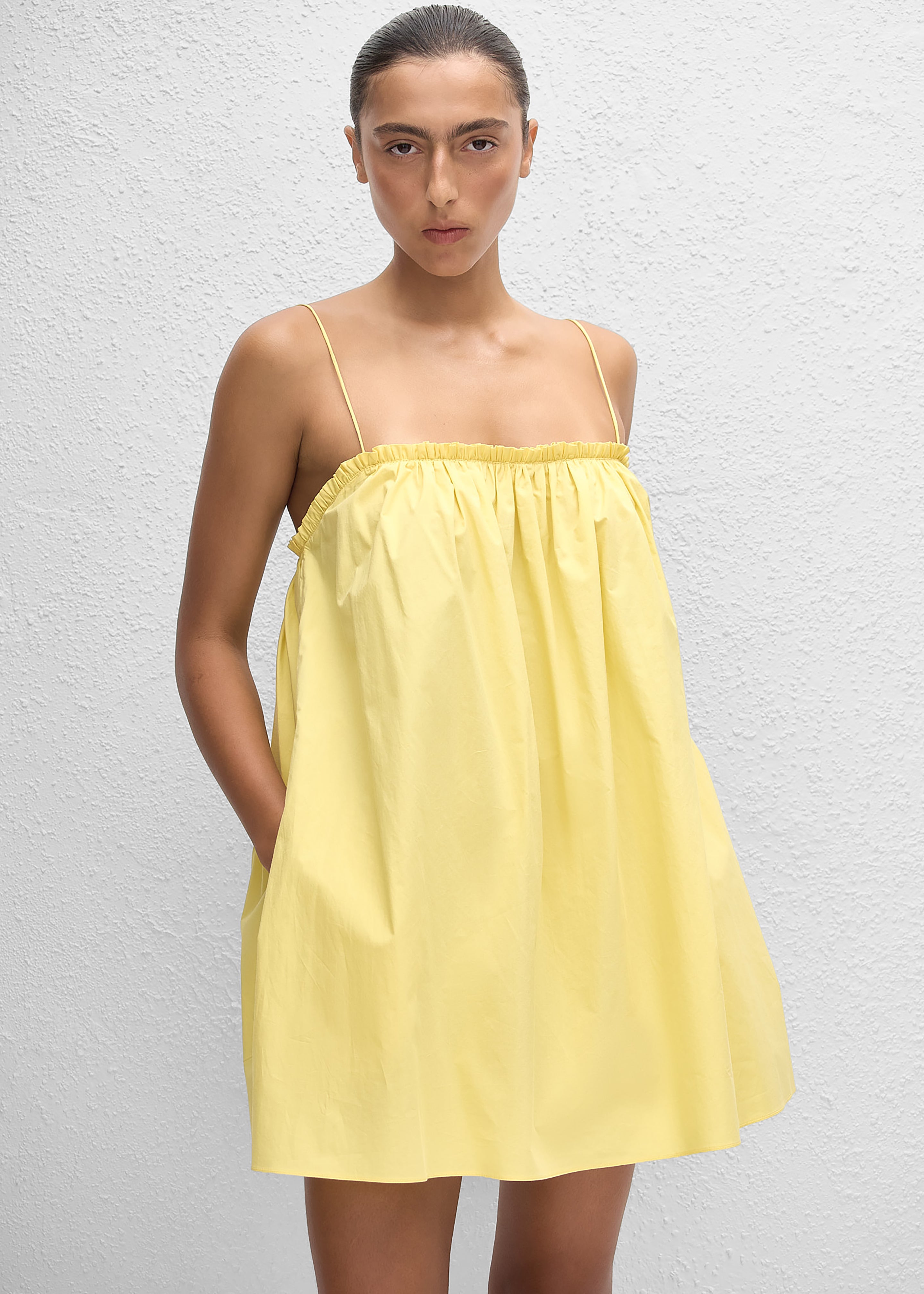 marseille mini dress yellow Matteau Frill Cami Color:WHITE BID4350 an invisible side zip New Men's Dress Shirts journees-decouvertes-26E