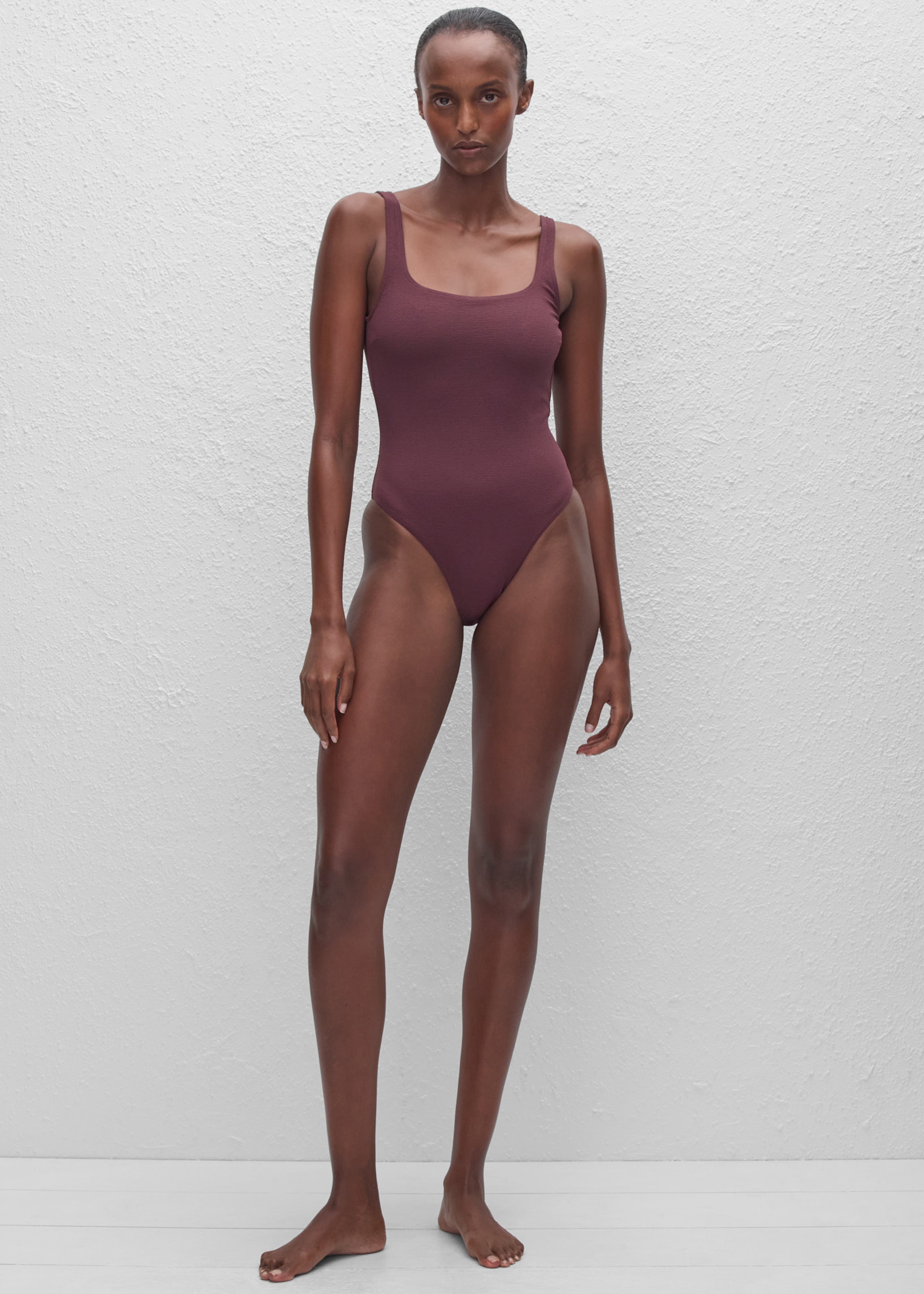 Matteau Nineties Maillot - Aubergine Crinkle – The Frankie Shop