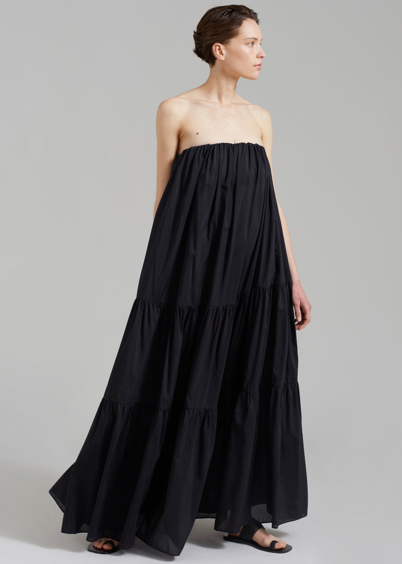 Matteau Voluminous Strapless Tiered Dress - Black - 1