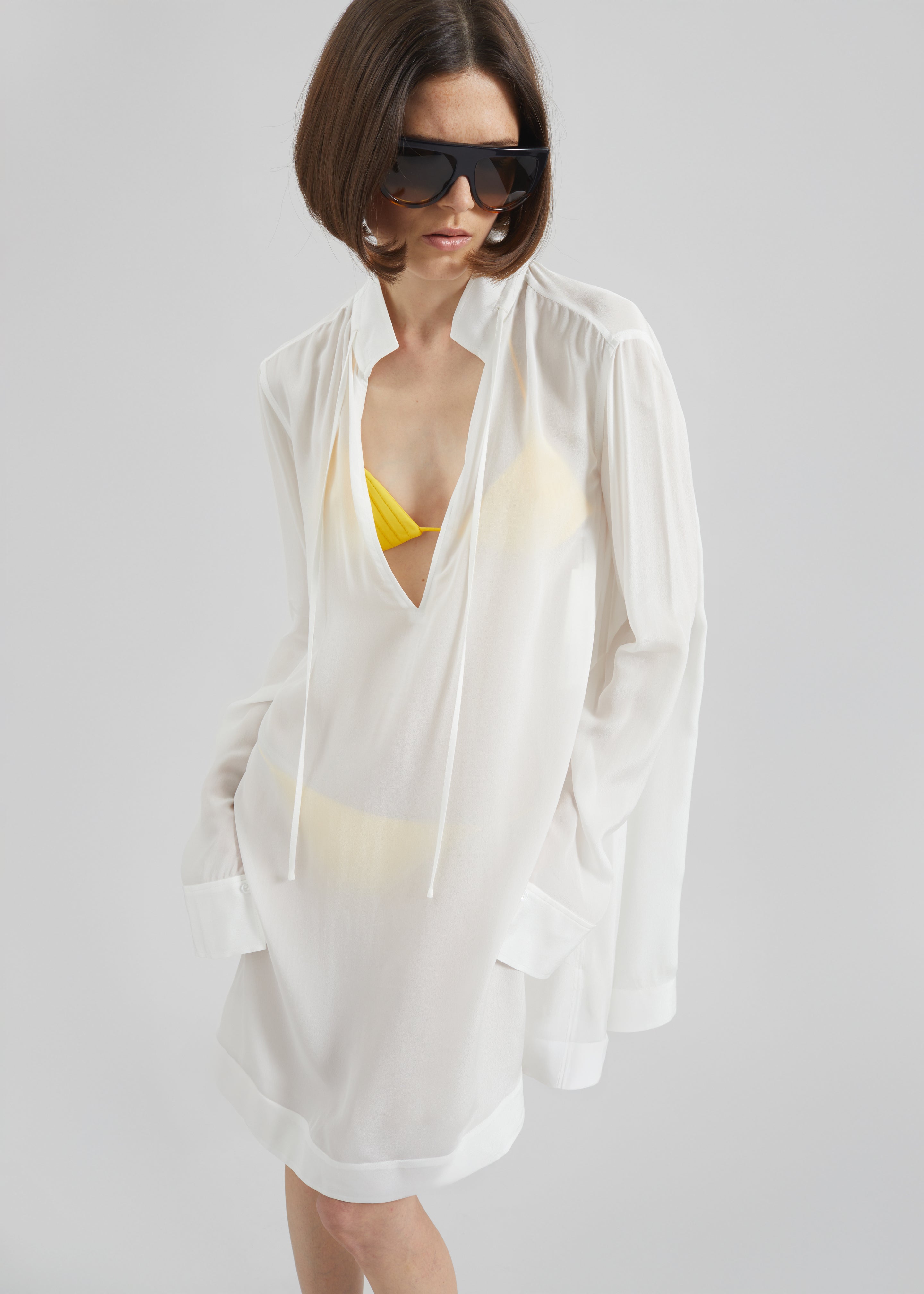 white sheer shirt dress Valentino White Sheer Shirt Dress Valentino