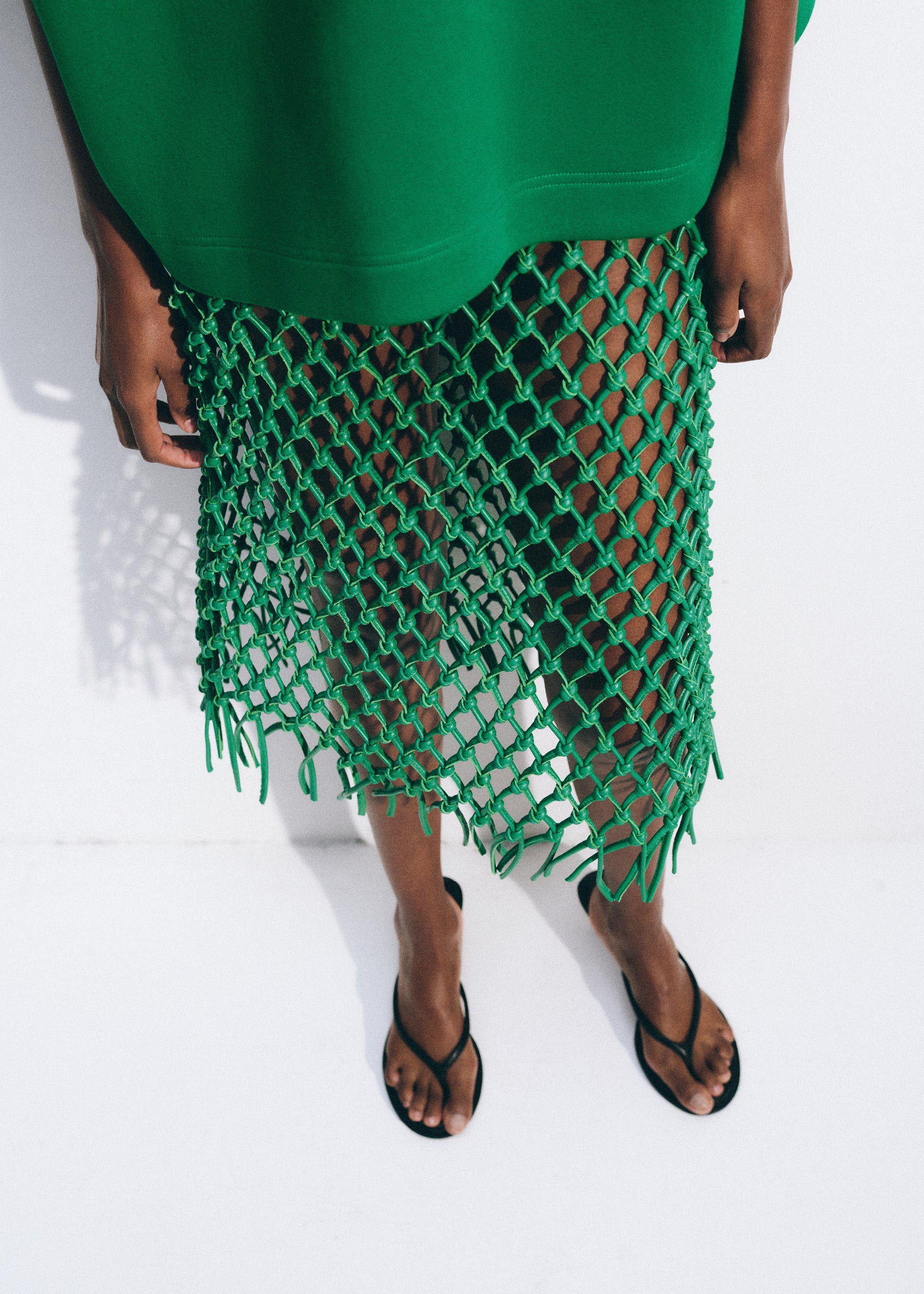 Nelaya Leather Macrame Skirt - Emerald – The Frankie Shop