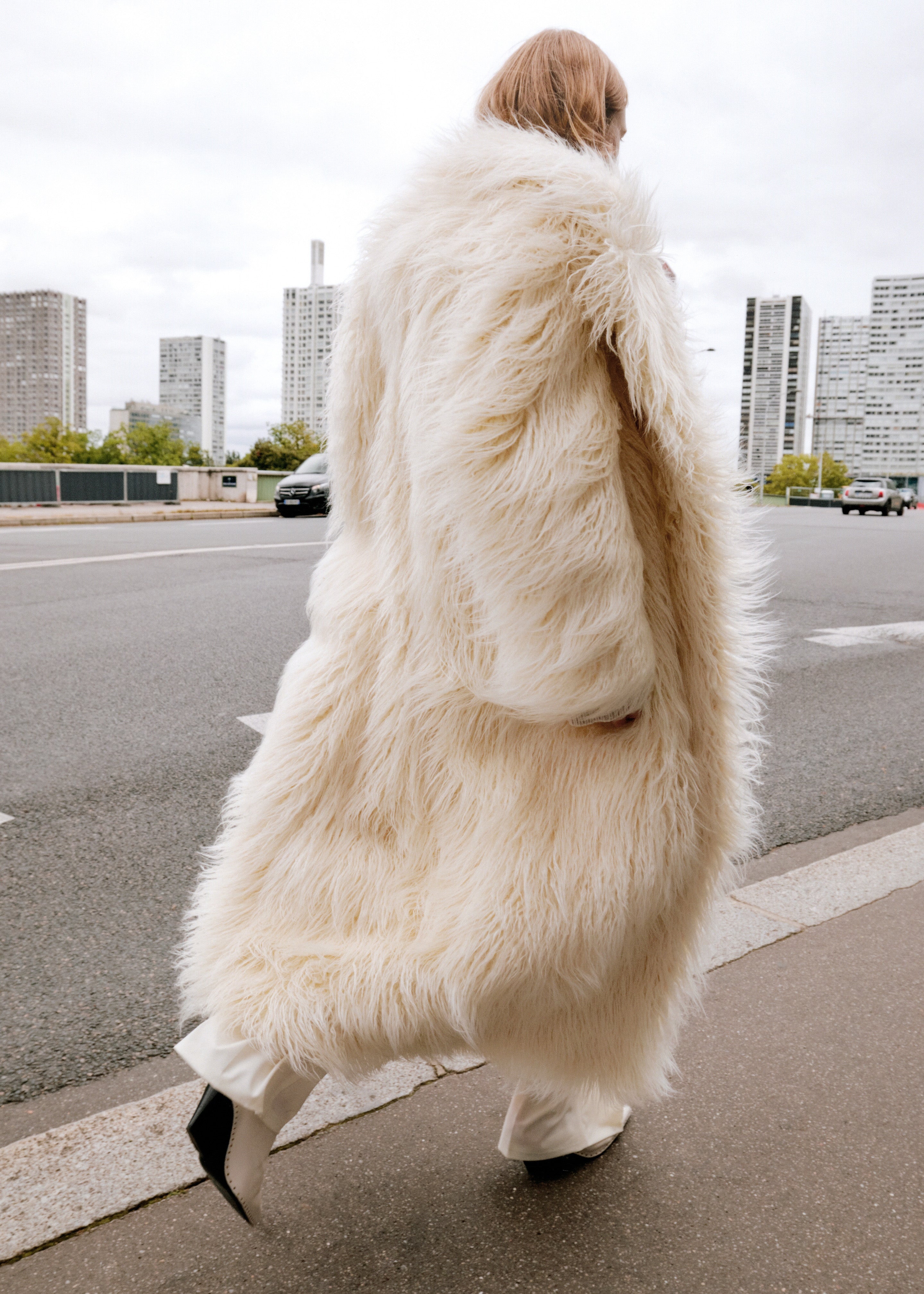 Nicole Long Faux Fur Coat - Off White – The Frankie Shop
