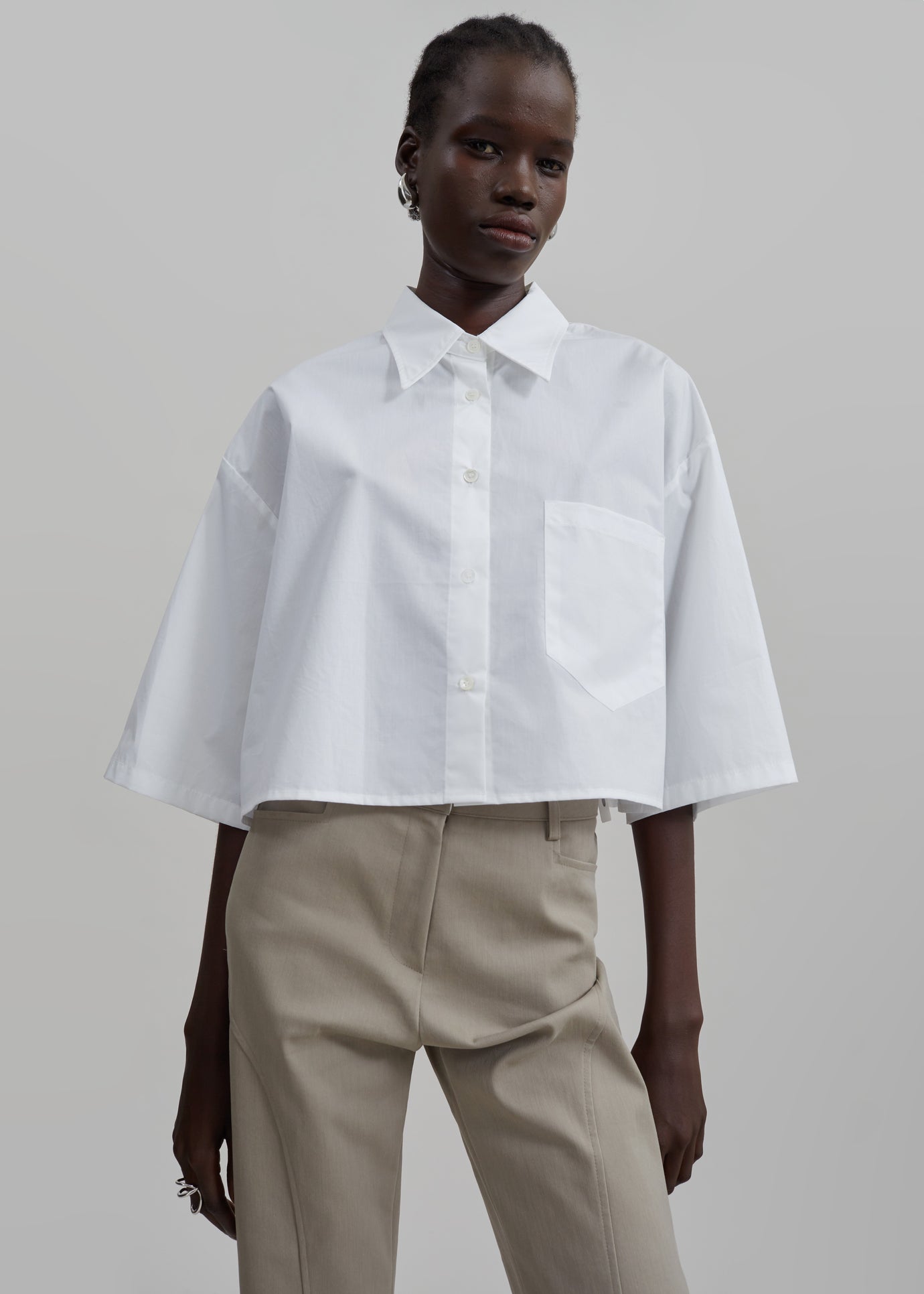 Odem Cropped Shirt - White - 1