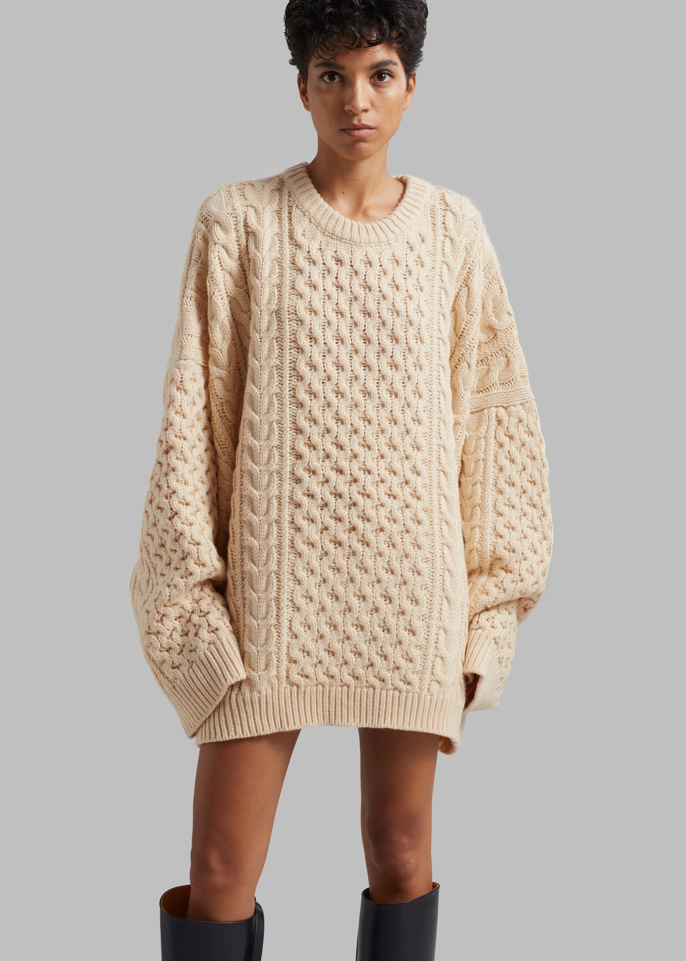 Pailey Braided Sweater - Cream - 1