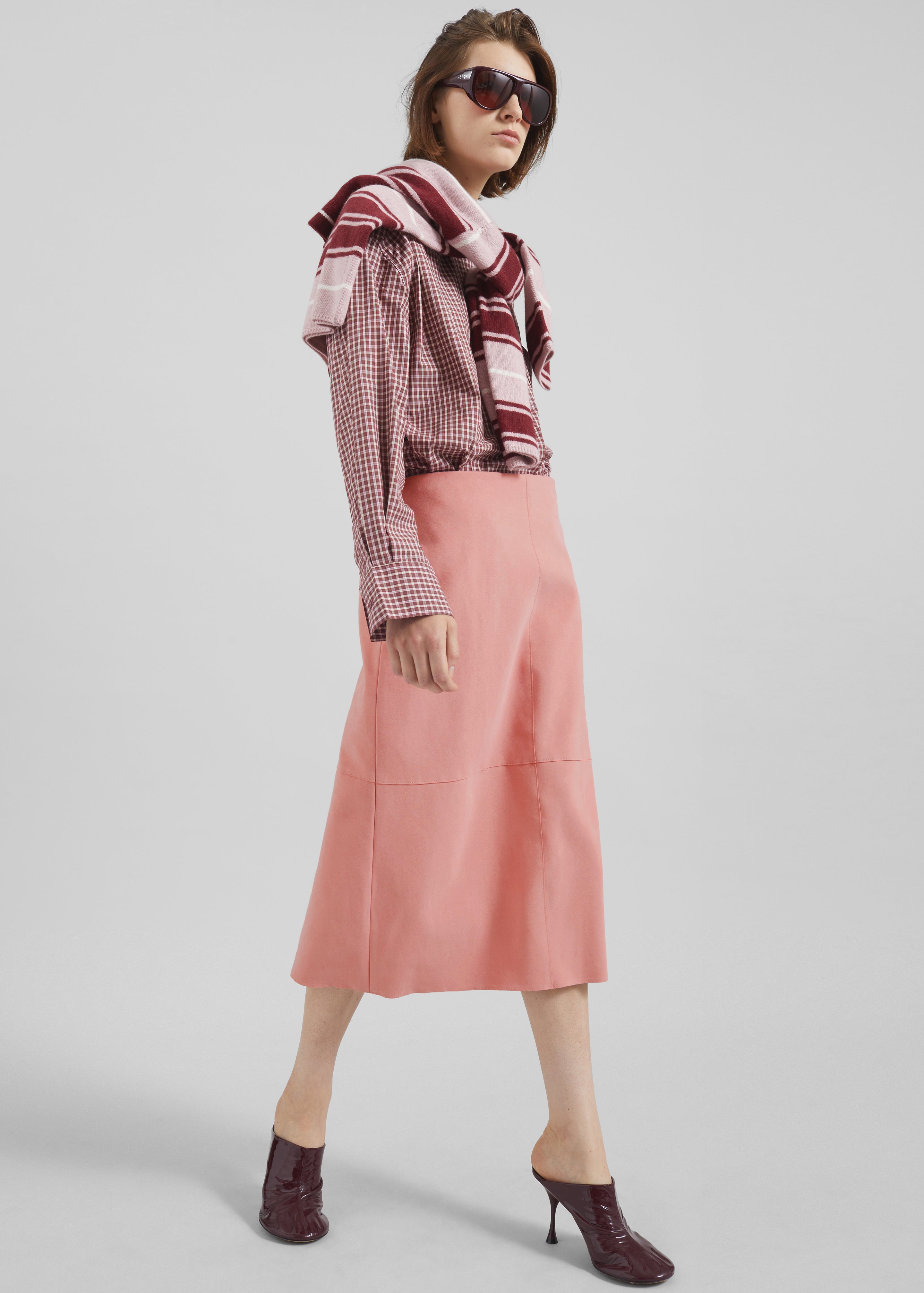 Pavia Faux Suede Pencil Skirt - Pink – The Frankie Shop