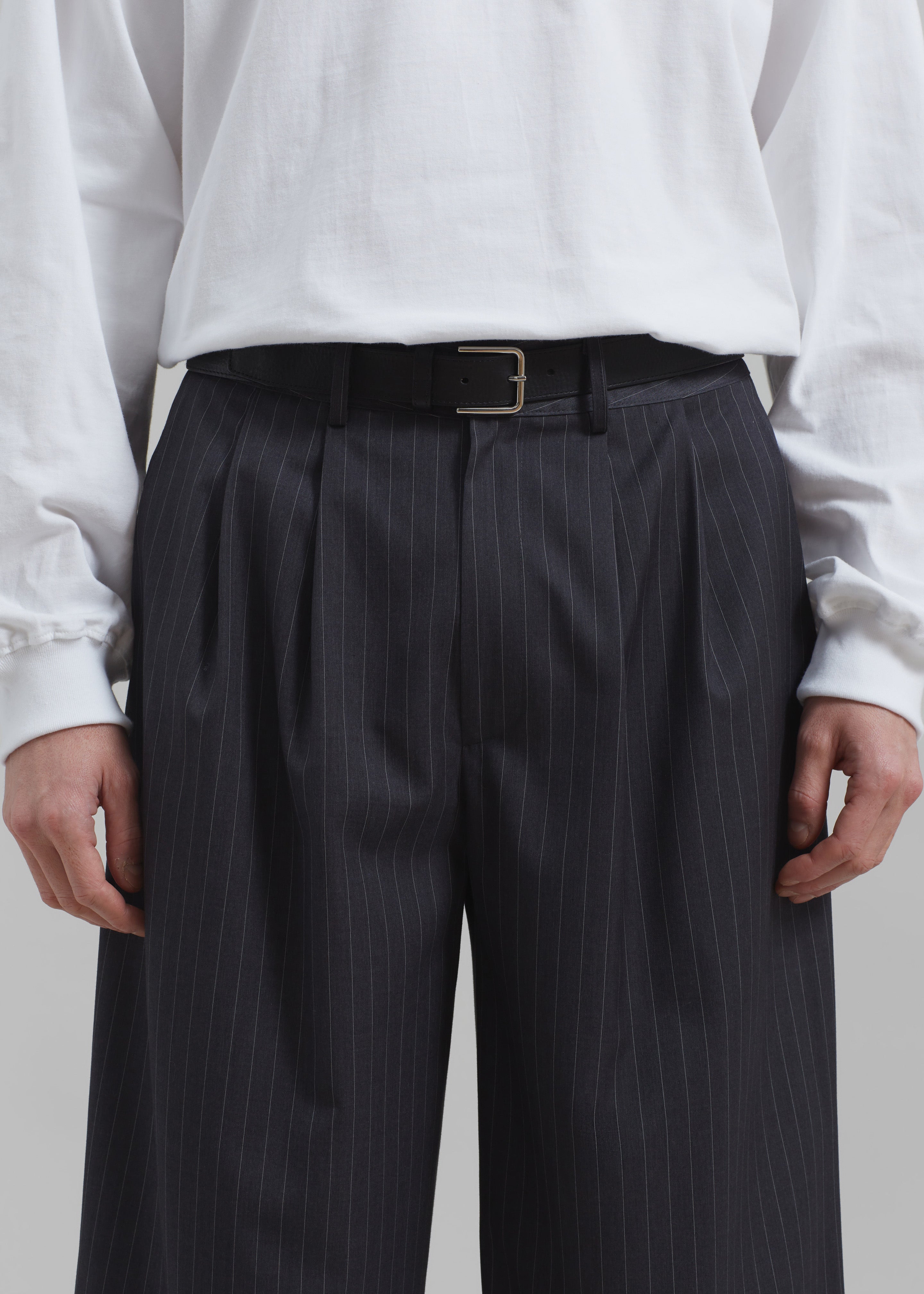 Peyton Pleated Pants - Grey Pinstripe - 11