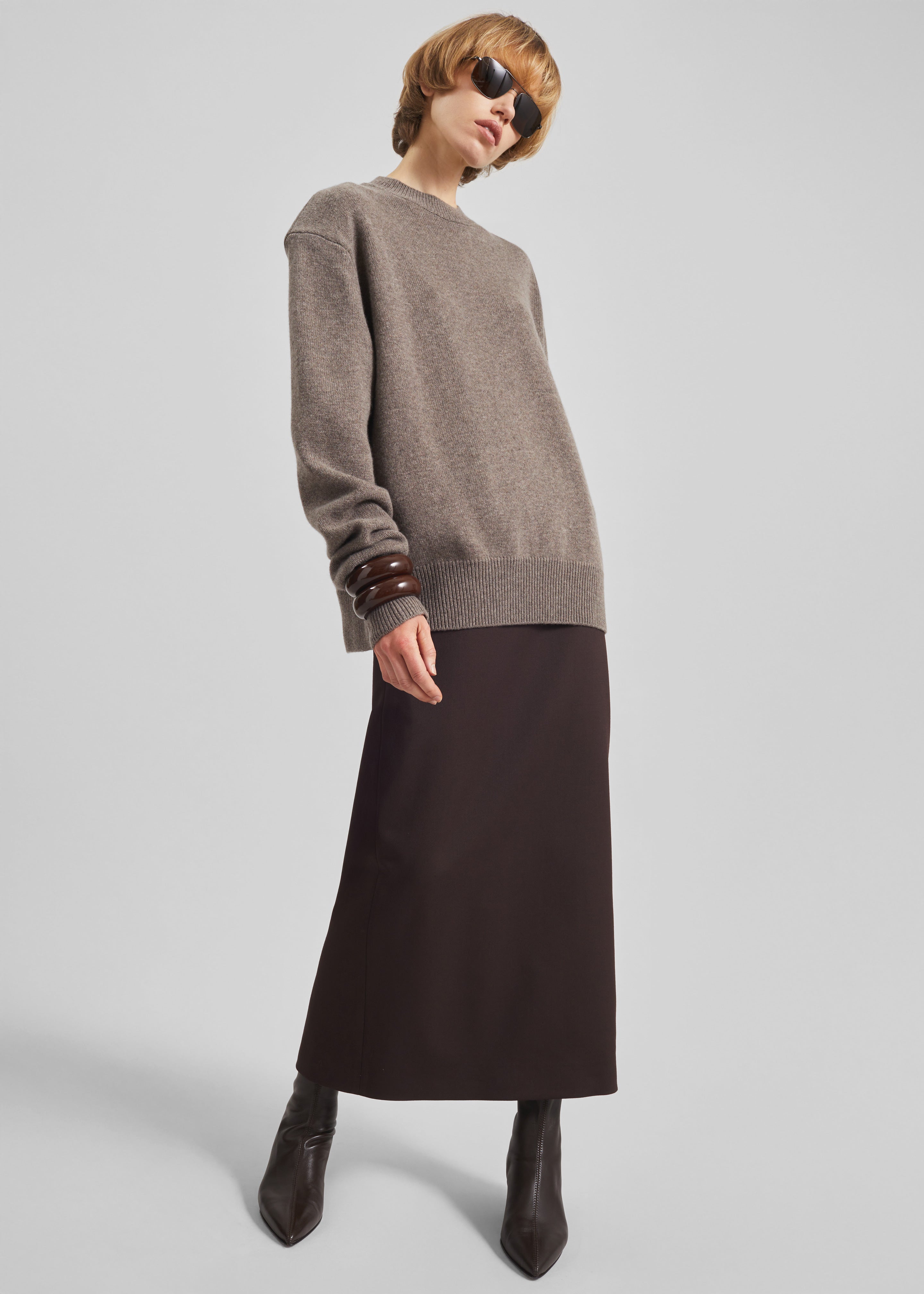 Rafaela Padded Knit Sweater - Dark Taupe – The Frankie Shop