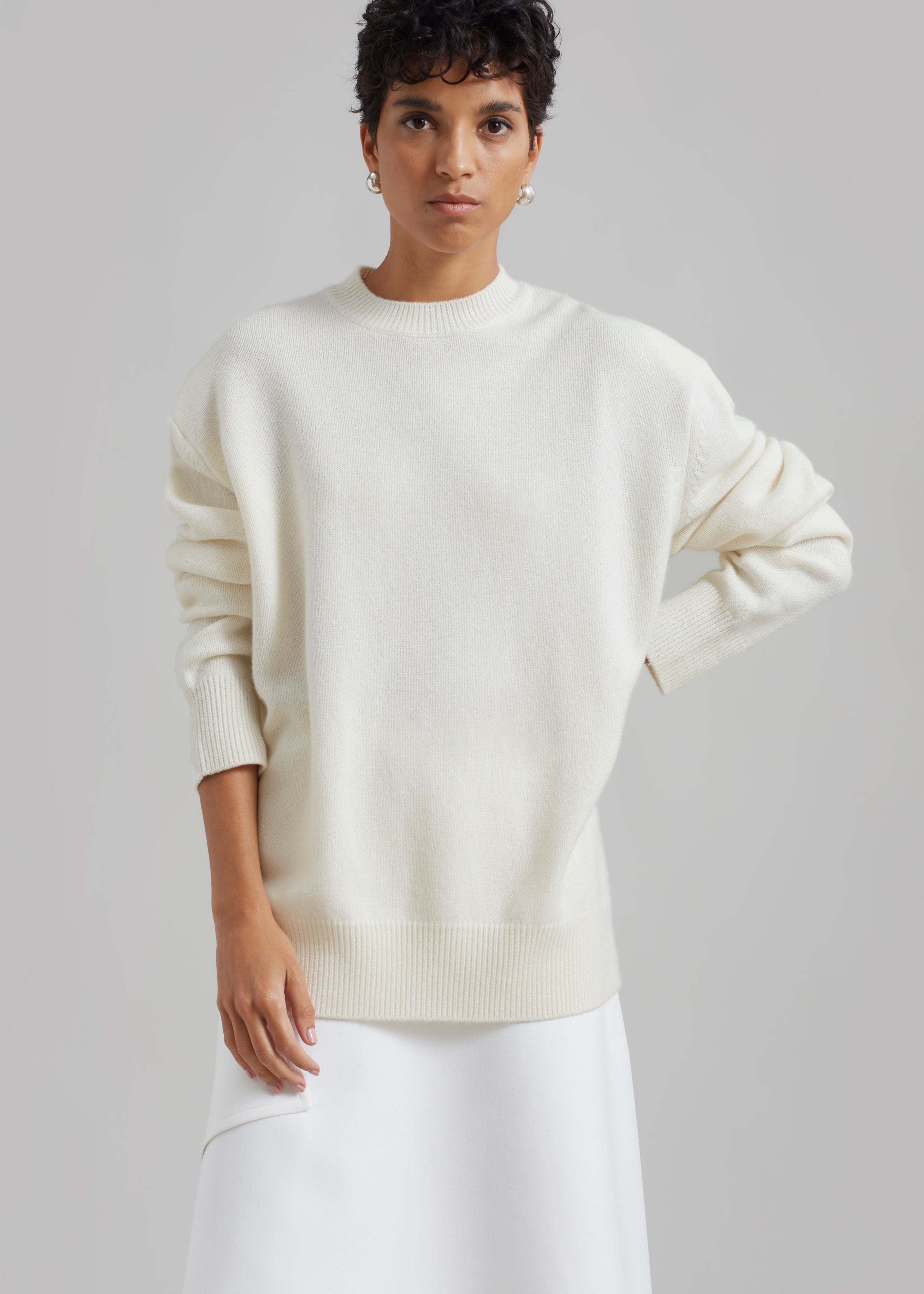 Rafaela Padded Knit Sweater - Ivory - 1