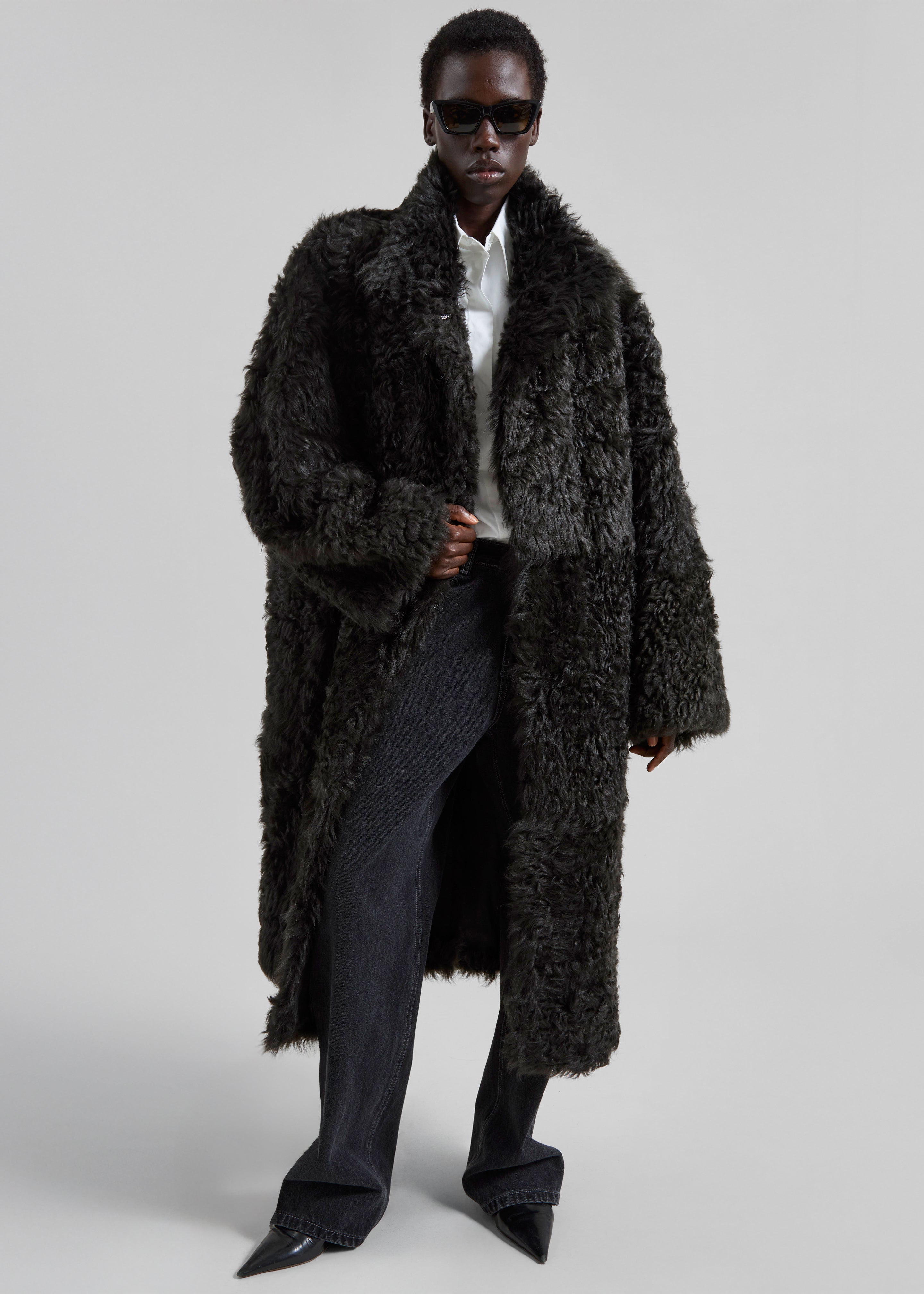 Remain Reversible Long Hair Shearling Coat - Tap Shoe Black – The