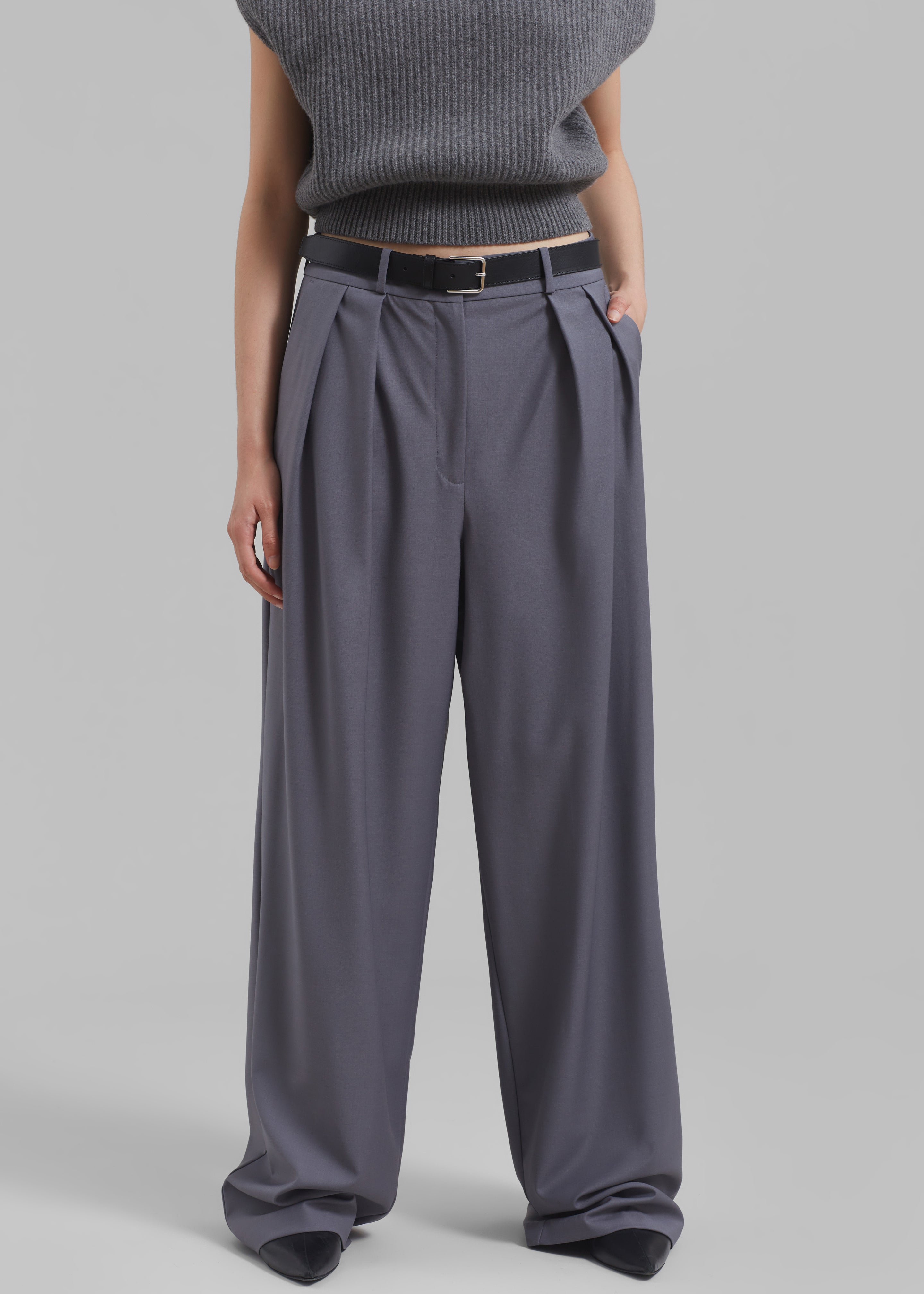 Ripley Pleated Trousers - Grey - 11