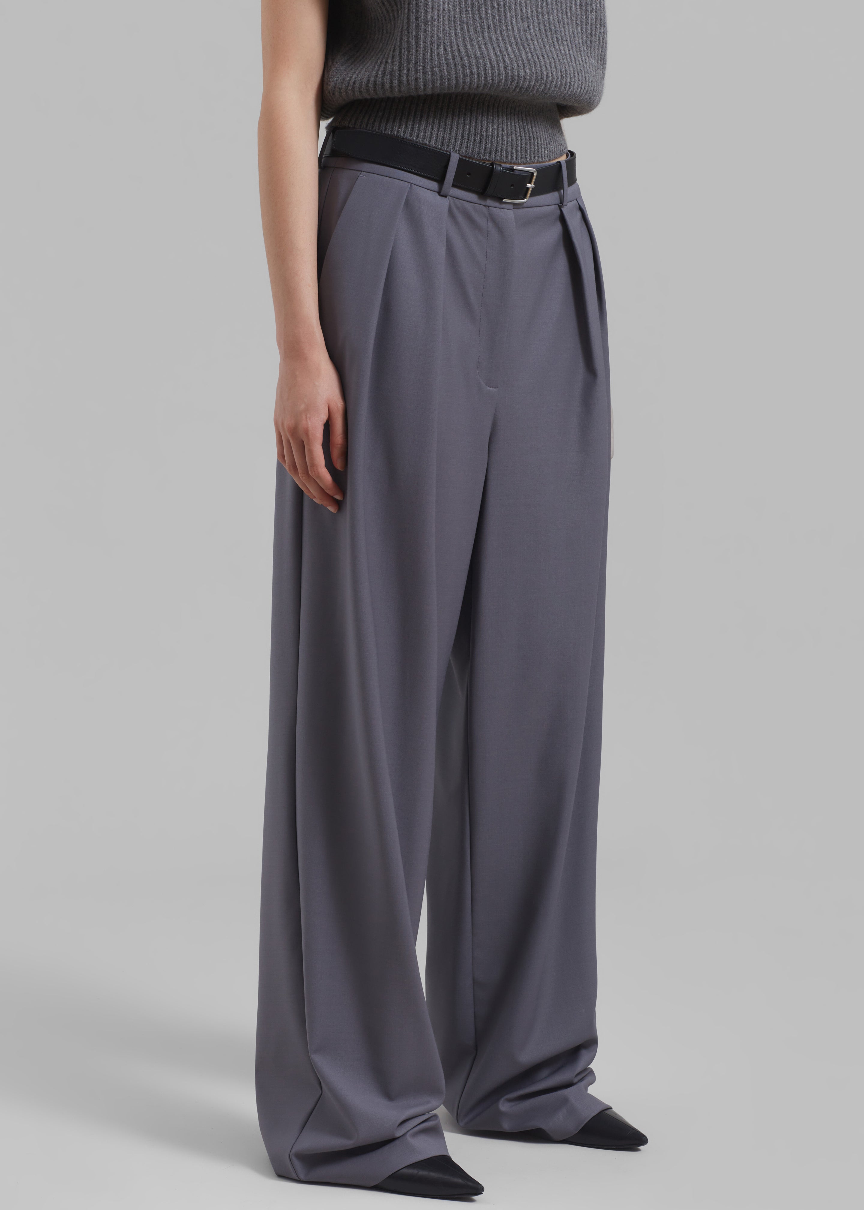 Ripley Pleated Trousers - Grey - 8