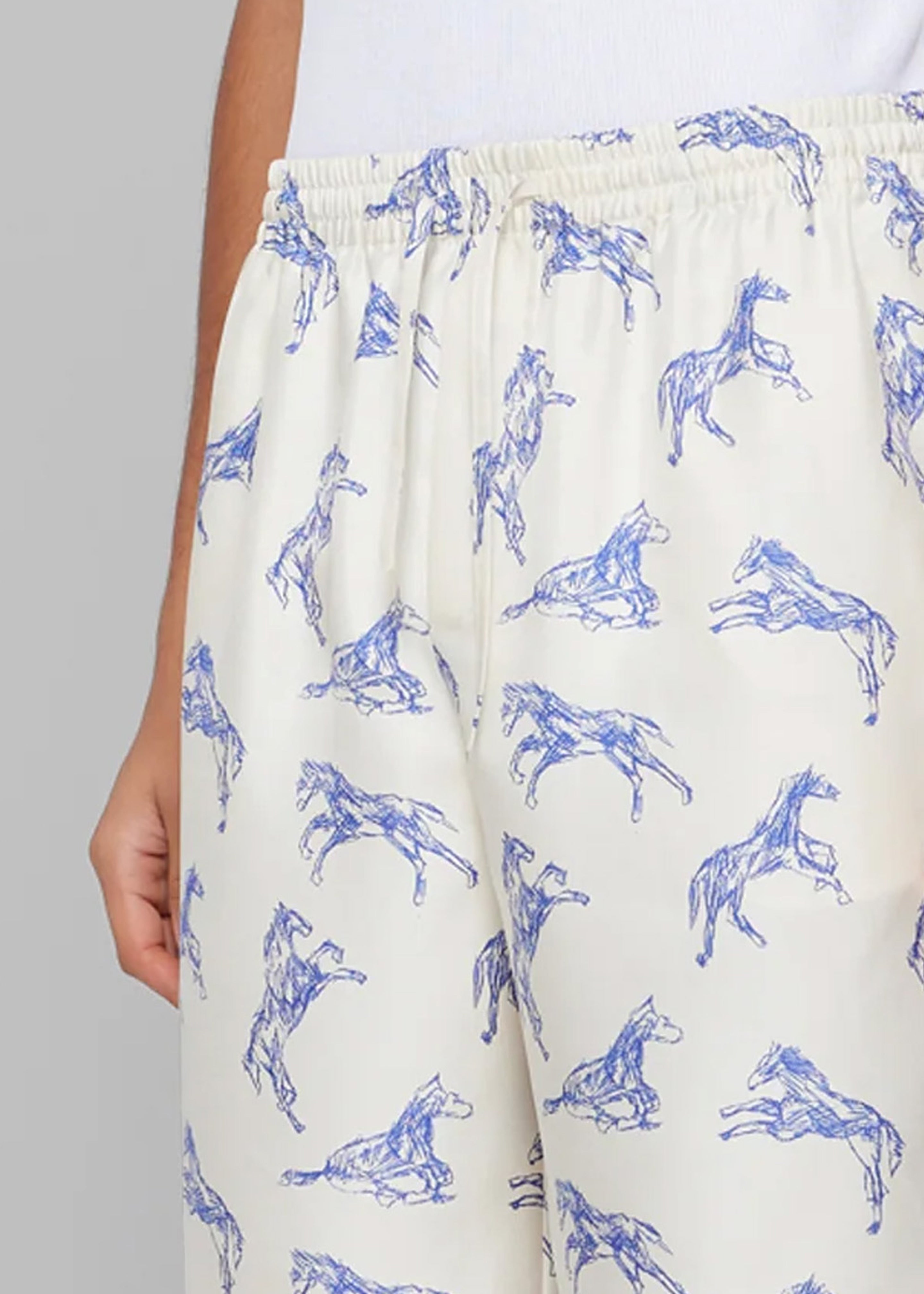 Róhe Silk Ballpoint Horse Shorts - Horse Print Ballpoint Blue - 3