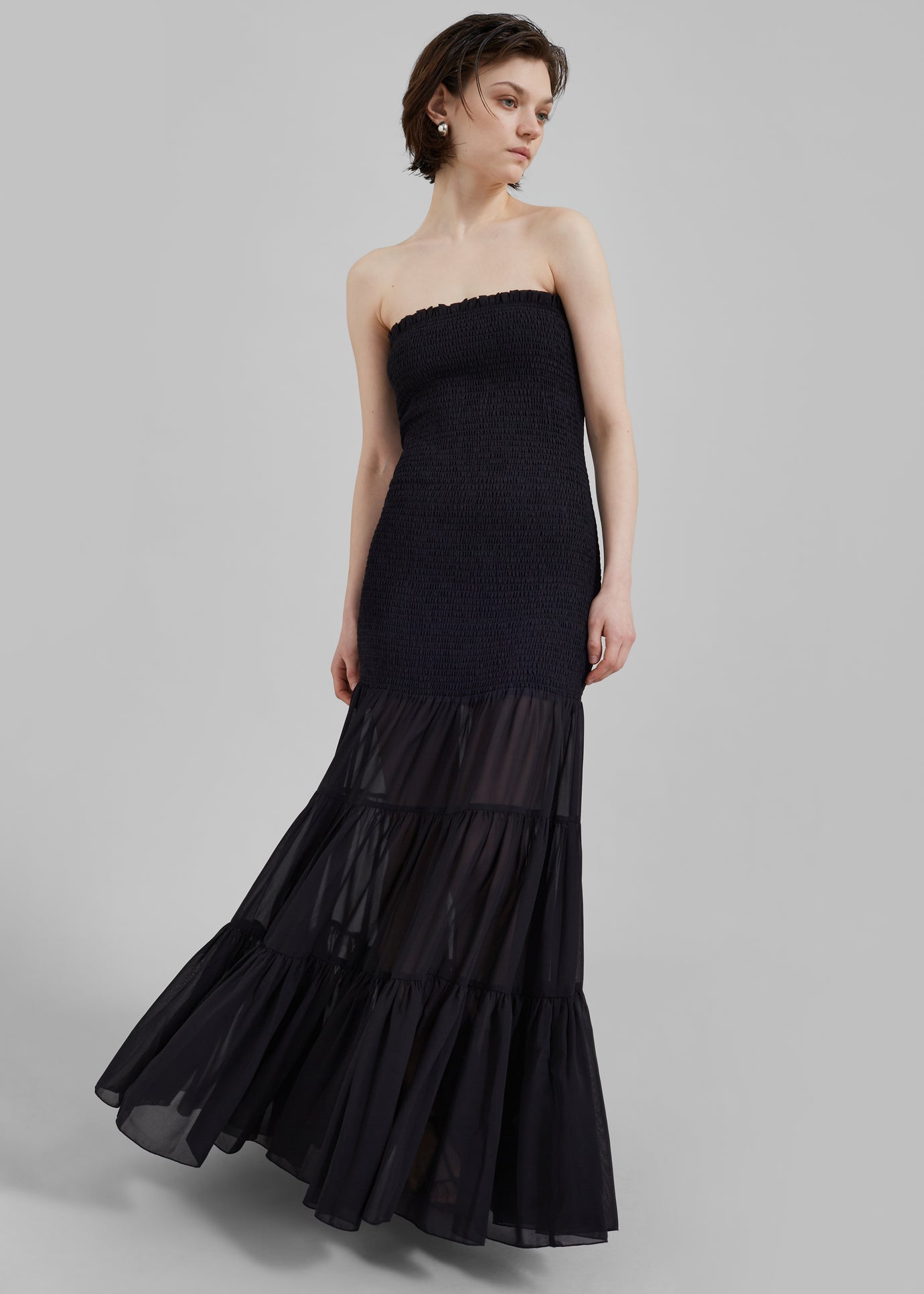 Rotate Chiffon Strapless Dress - Black