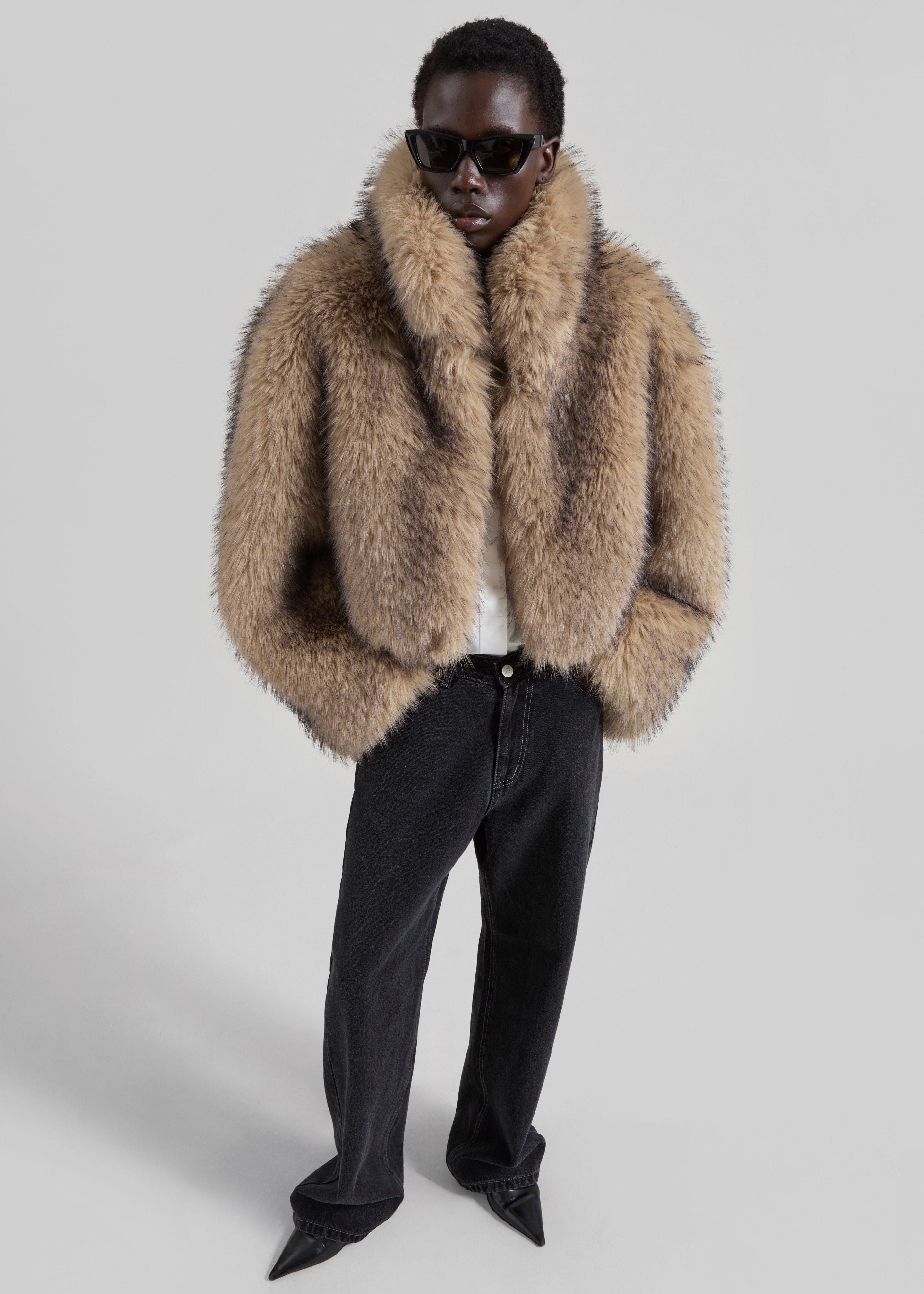 Rotate Faux Fur Crop Jacket - Nougat – The Frankie Shop