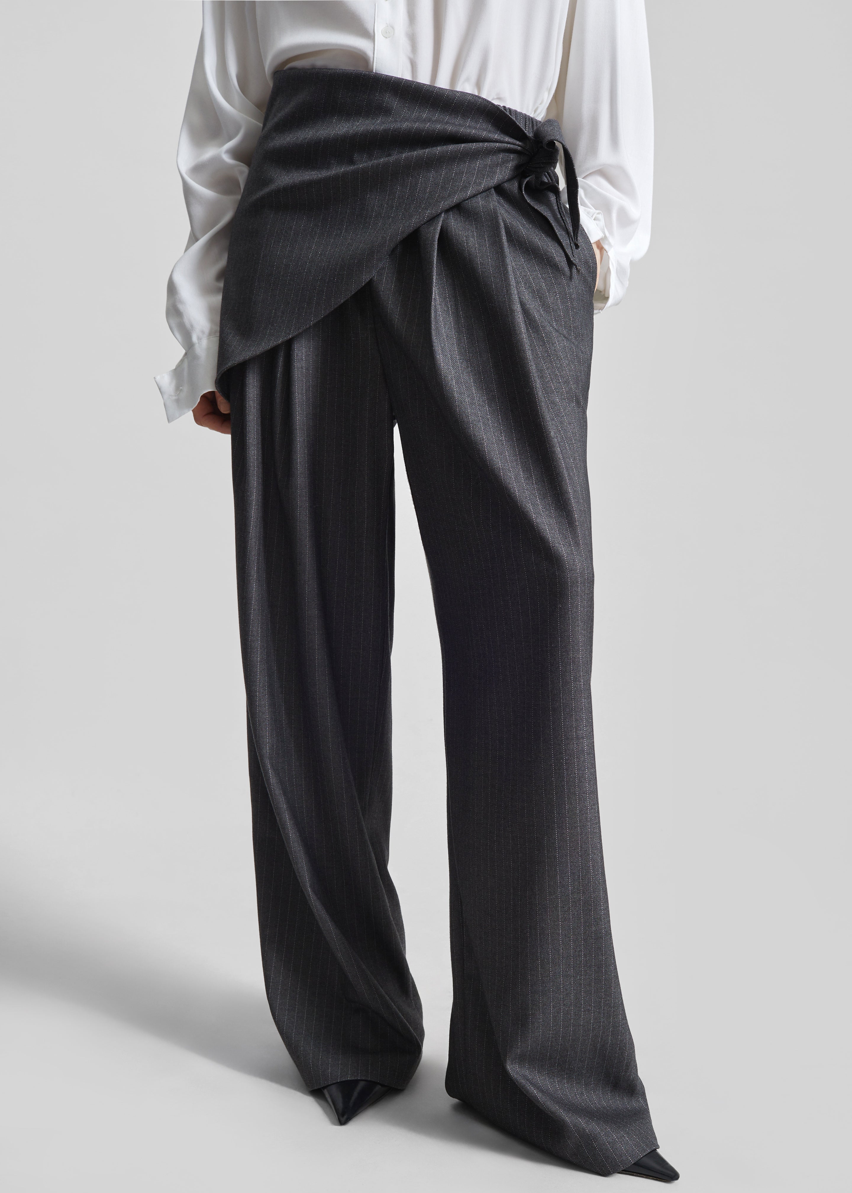 Rovigo Scarf Wrap Pants - Grey Stripe – The Frankie Shop