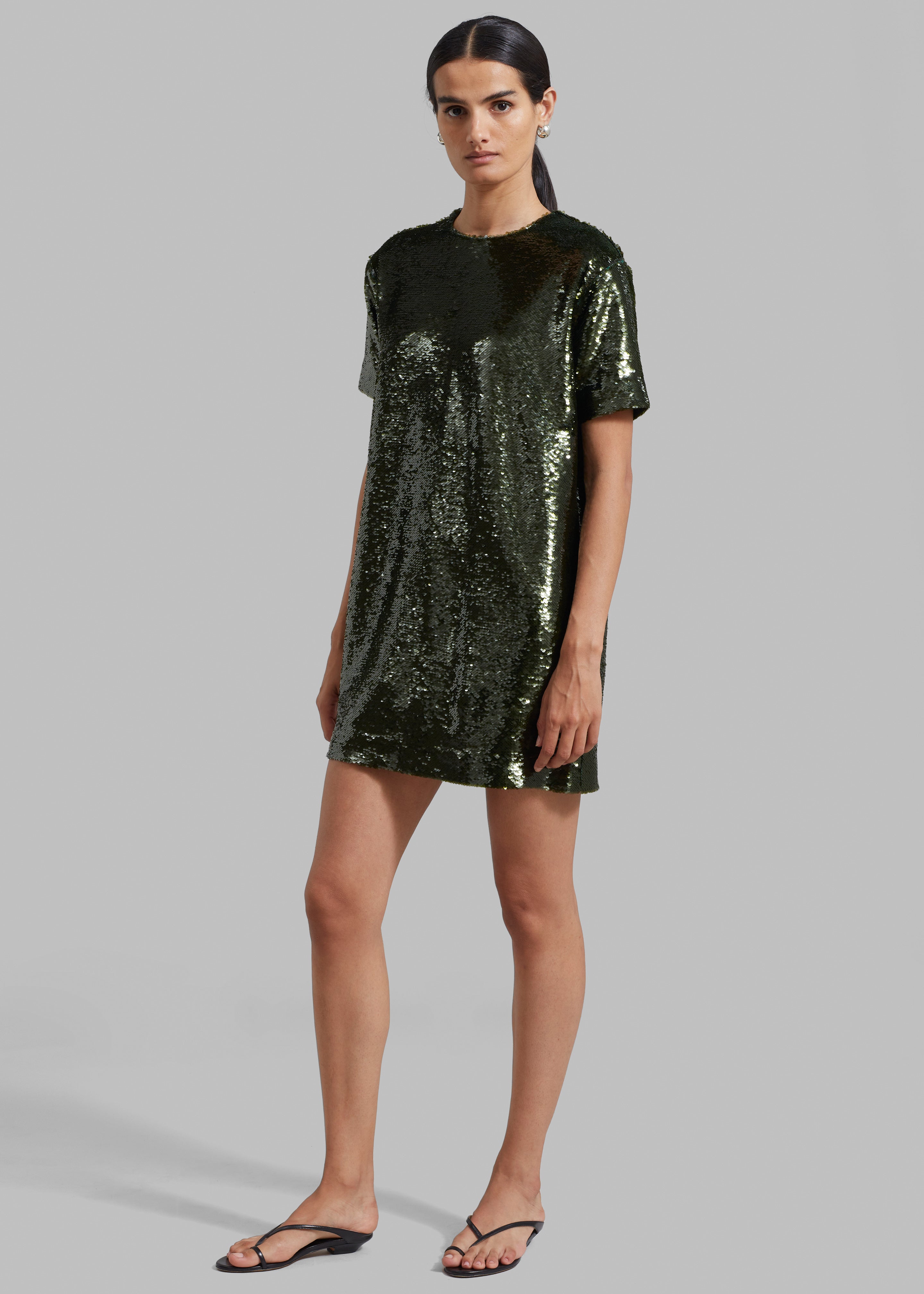 Riley Sequins Tee Mini Dress - Olive – The Frankie Shop