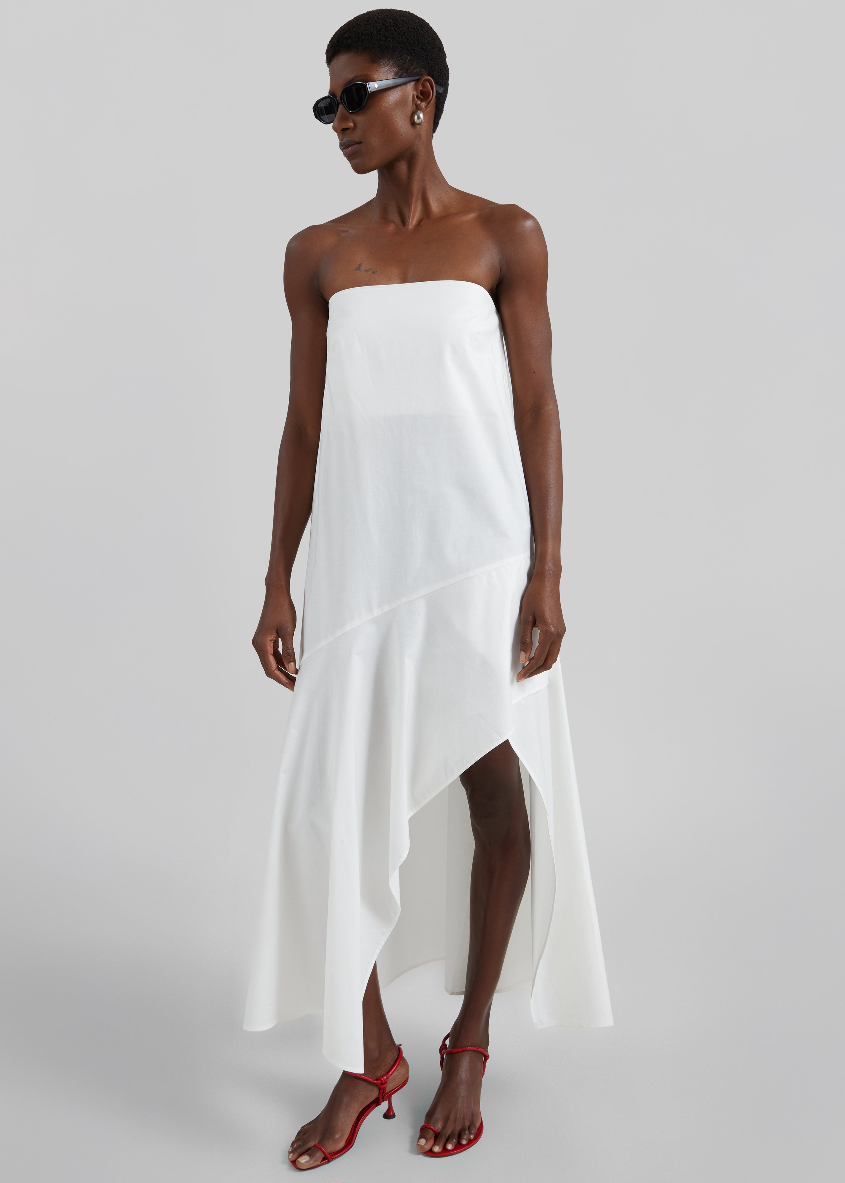 St. Agni Oxford Strapless Asymm Dress