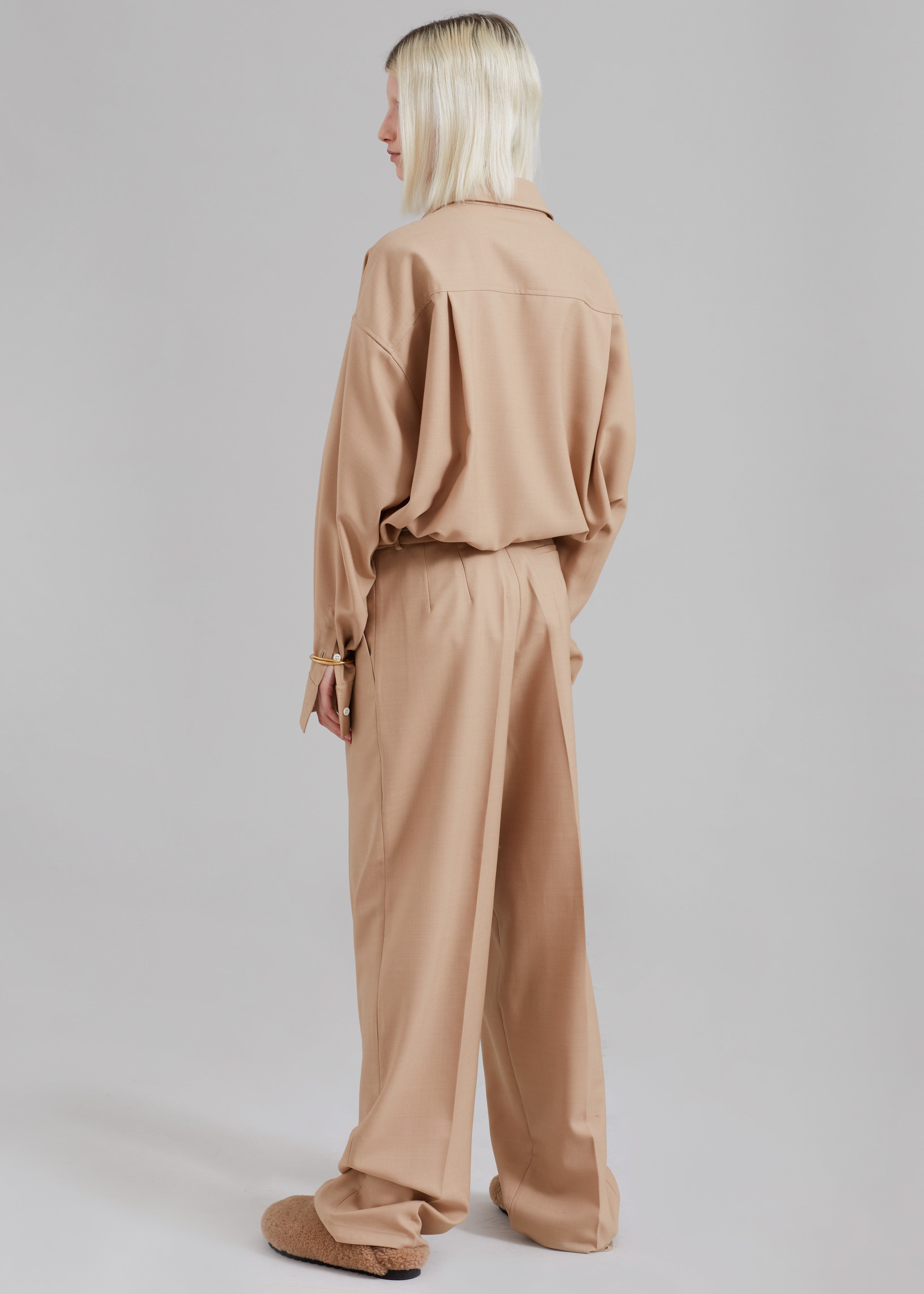 Tansy Pleated Twill Trousers - Camel - 5