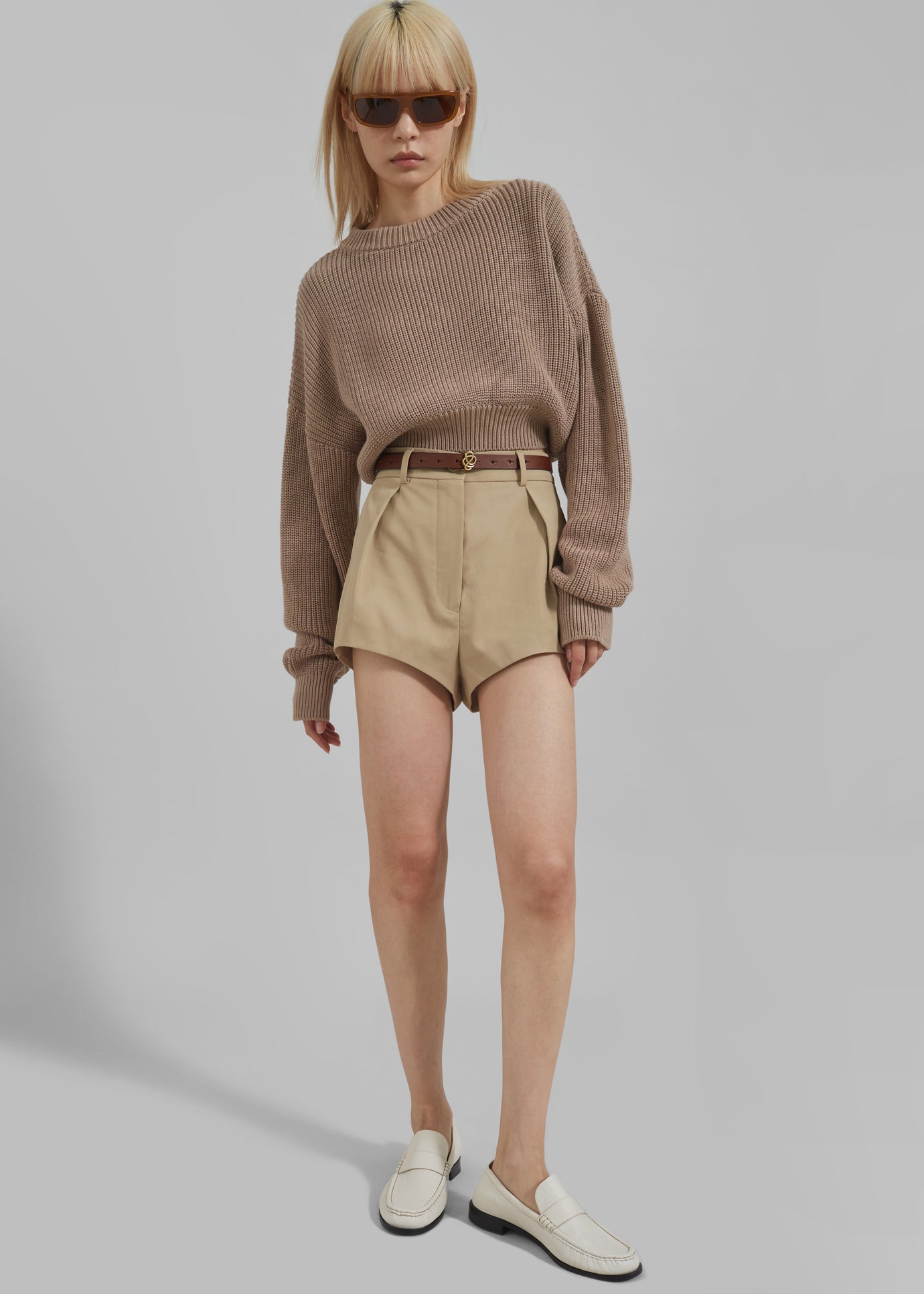 Teague Cropped Sweater - Beige