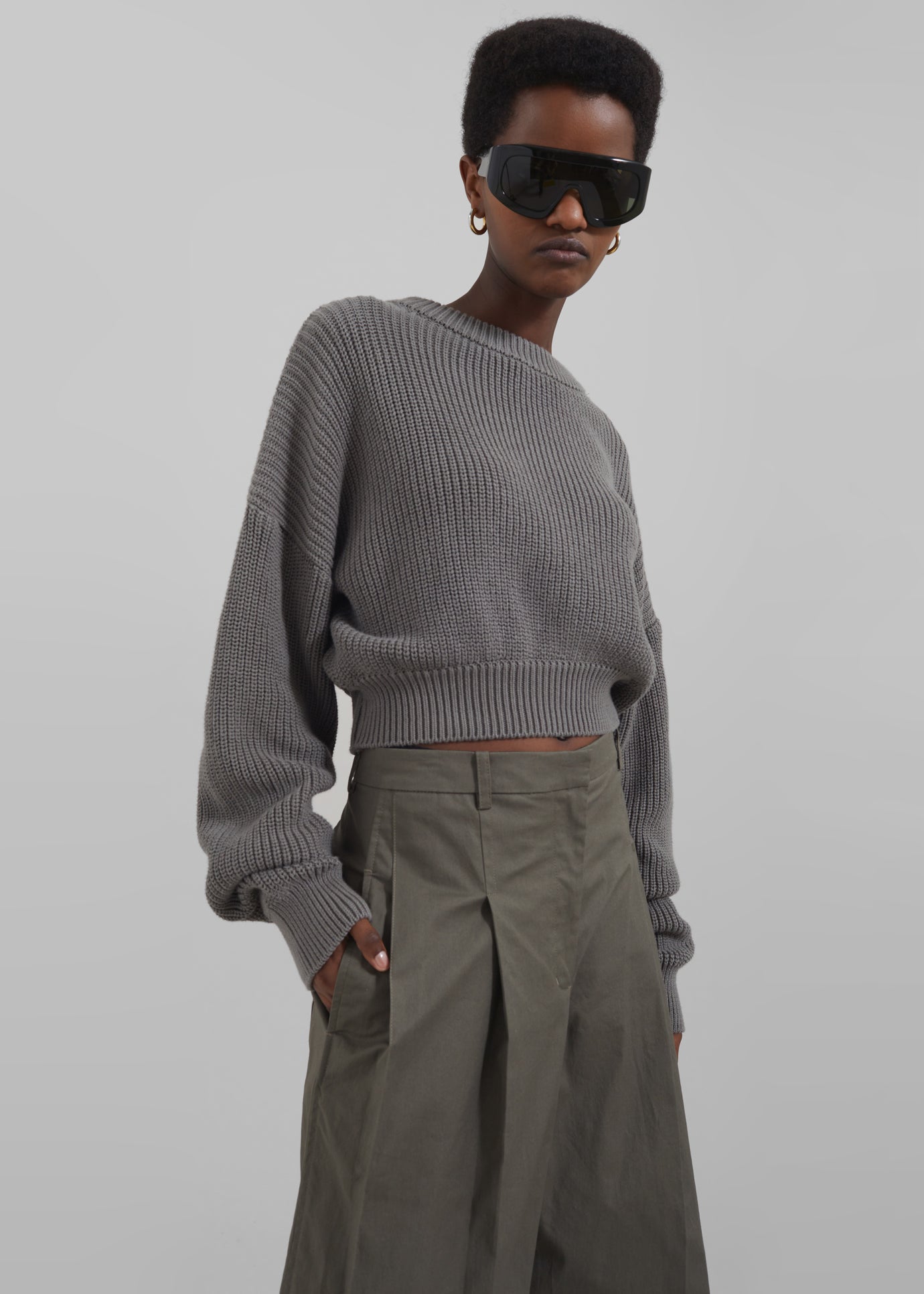 Teague Cropped Sweater - Khaki