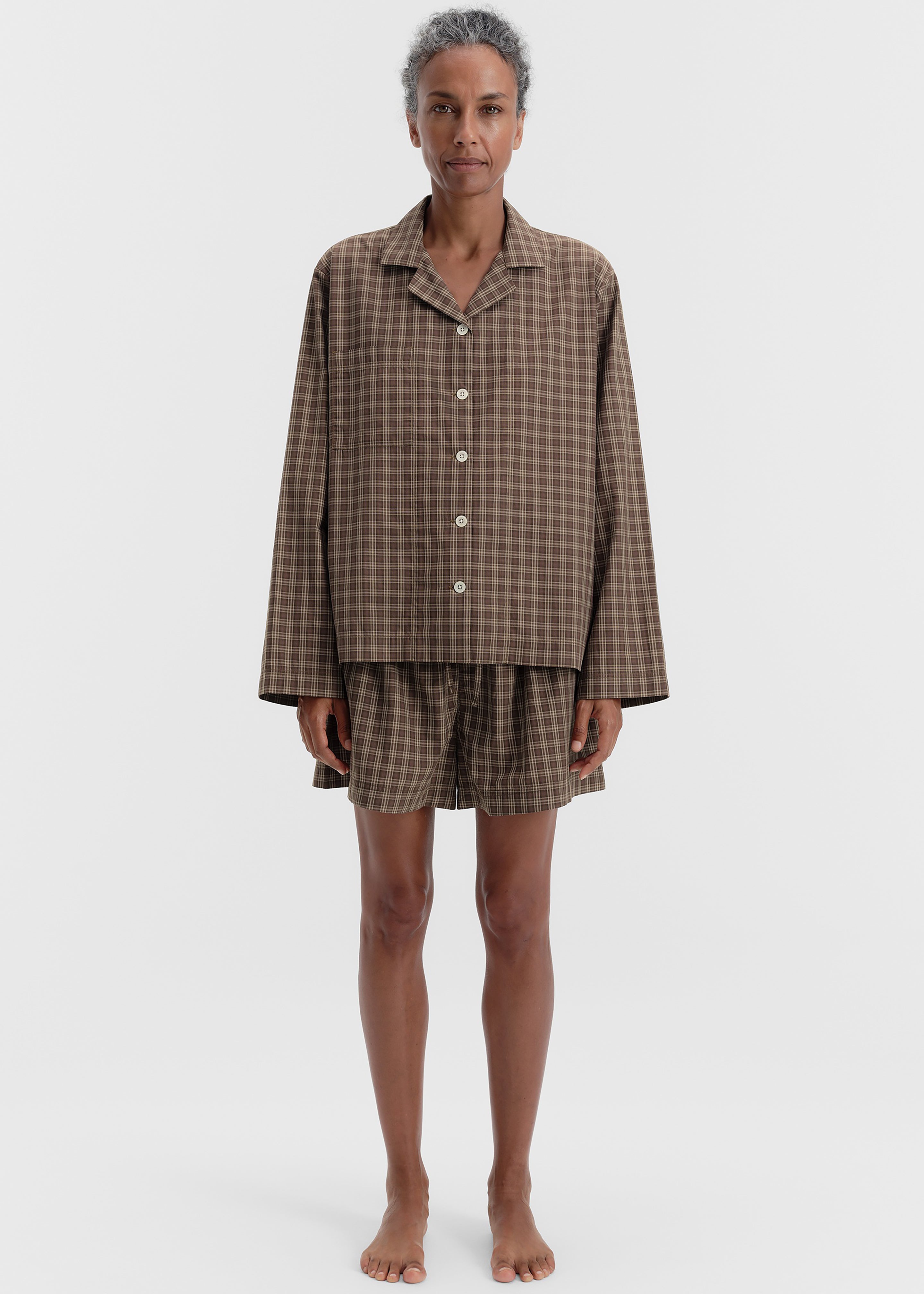 Tekla Fine Twill Shorts - Serra Checks – The Frankie Shop