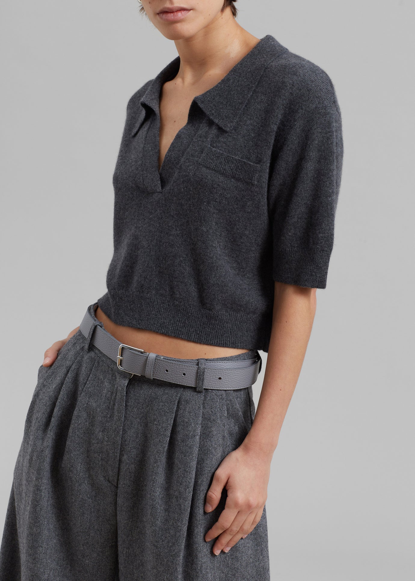 The Garment Piemonte Cropped Sweater - Grey Melange - 1