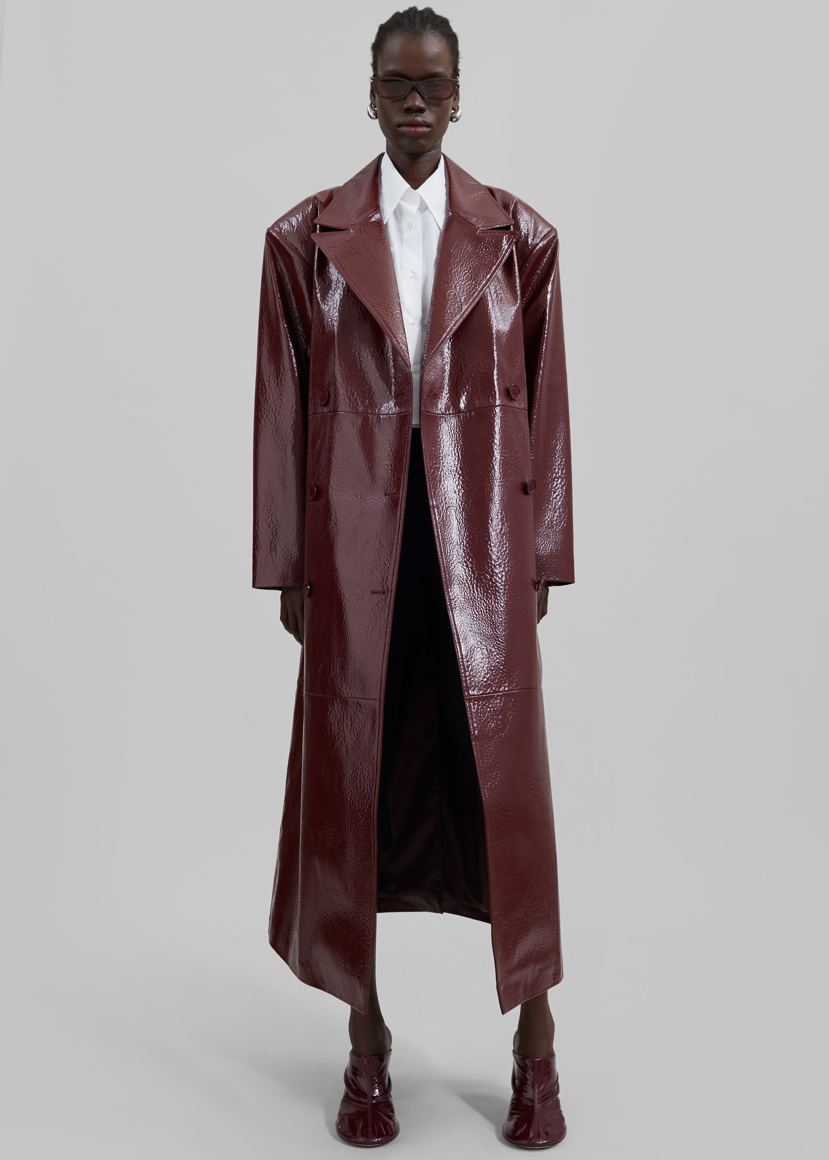 Burgundy trench coat men hotsell