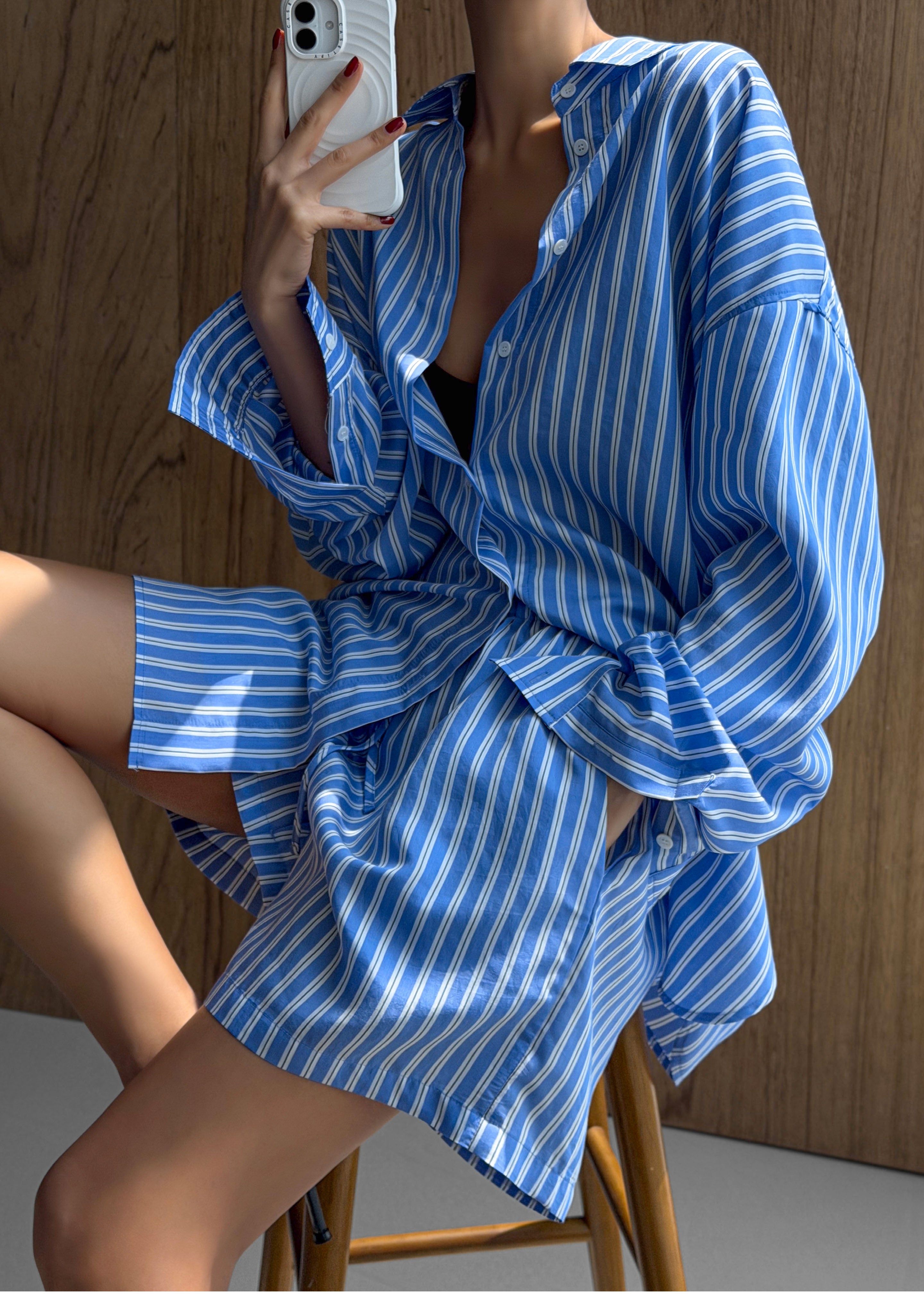 Toscane Oversized Shirt - Blue/White Stripe – The Frankie Shop