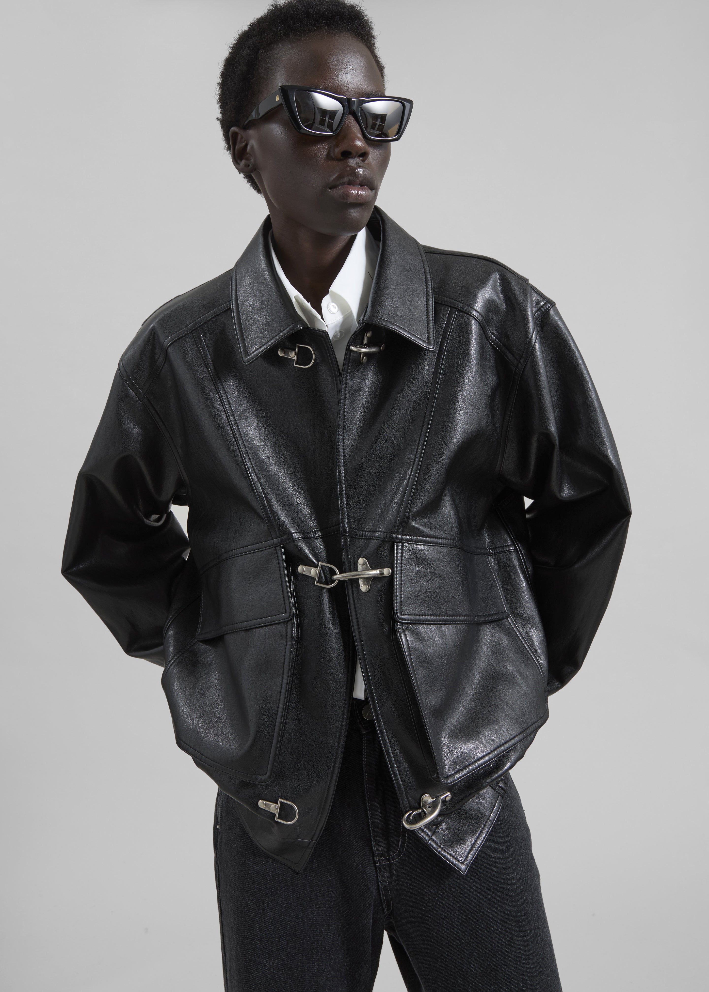 Utrecht Faux Leather Buckle Jacket - Black – The Frankie Shop