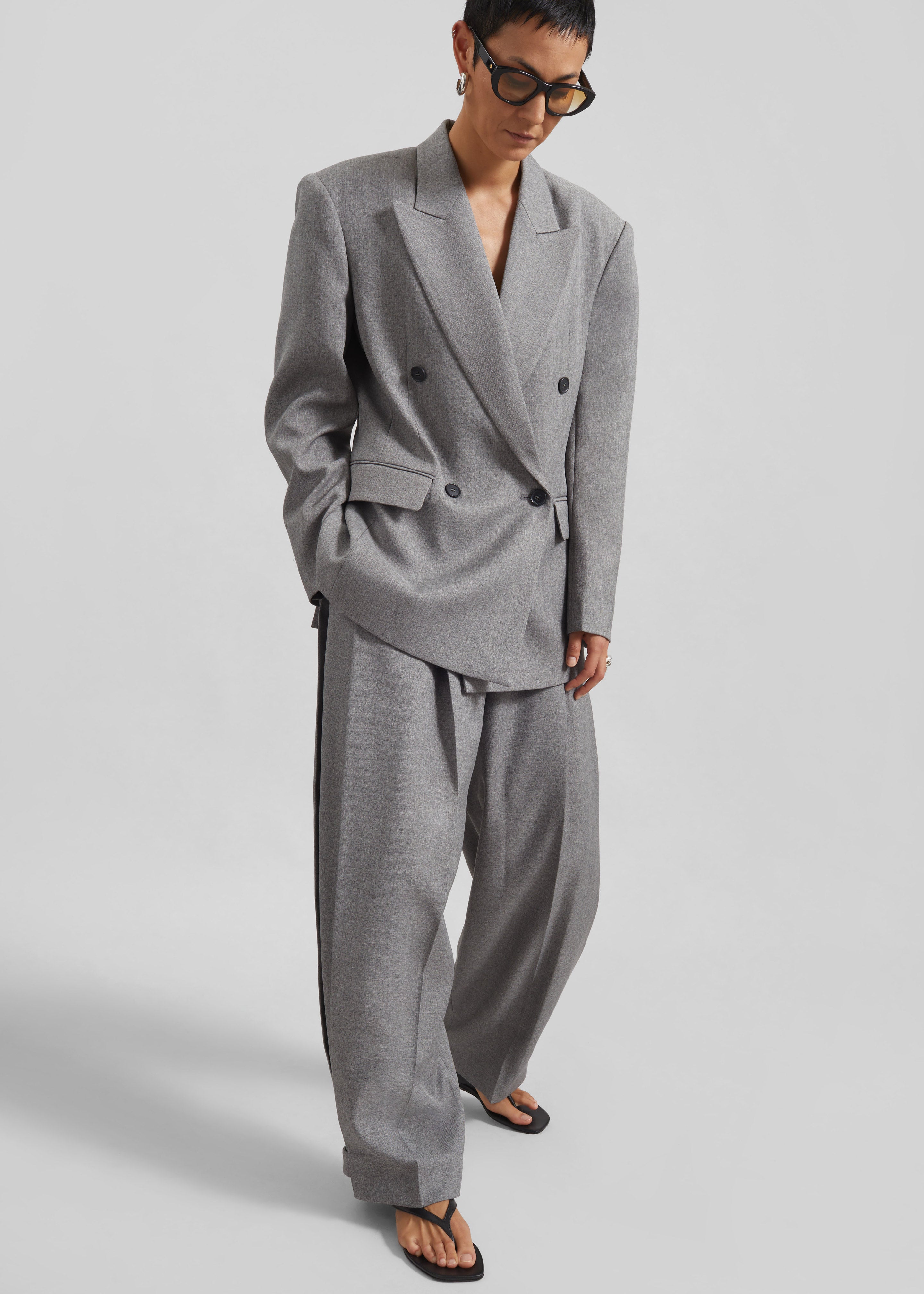 Vallsta Double-Breasted Blazer - Grey Melange – The Frankie Shop