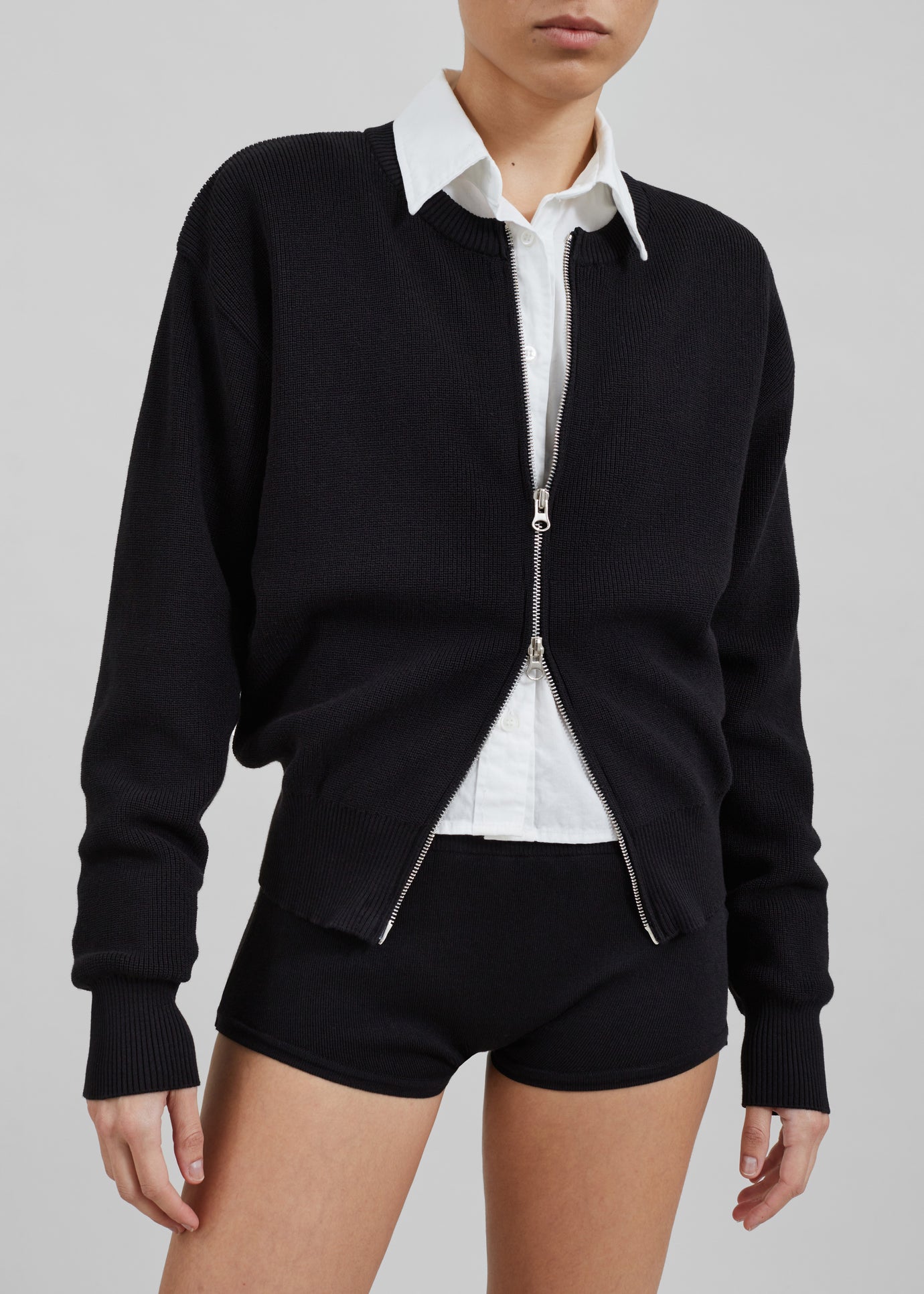 Veronica Mini Knit Shorts - Black - 1
