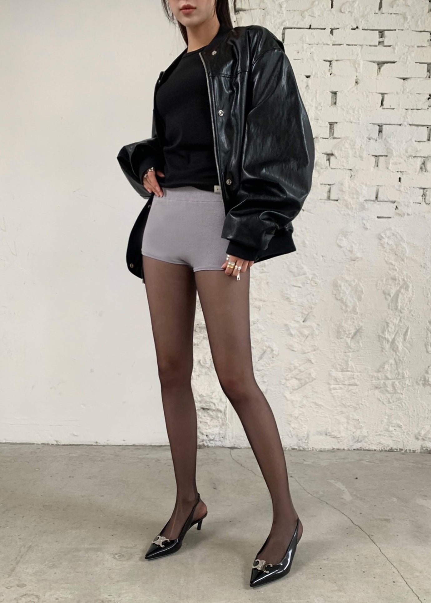 Veronica Mini Knit Shorts - Grey
