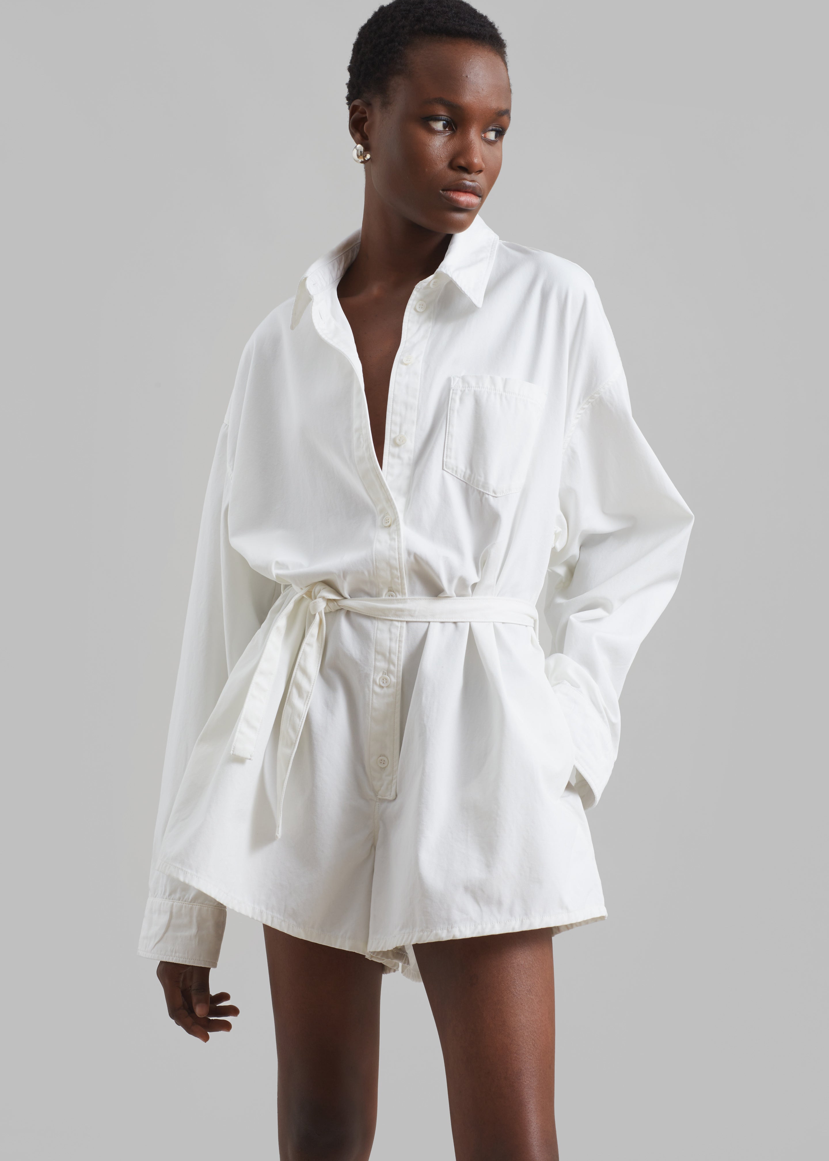 Wren Denim Romper - White – The Frankie Shop