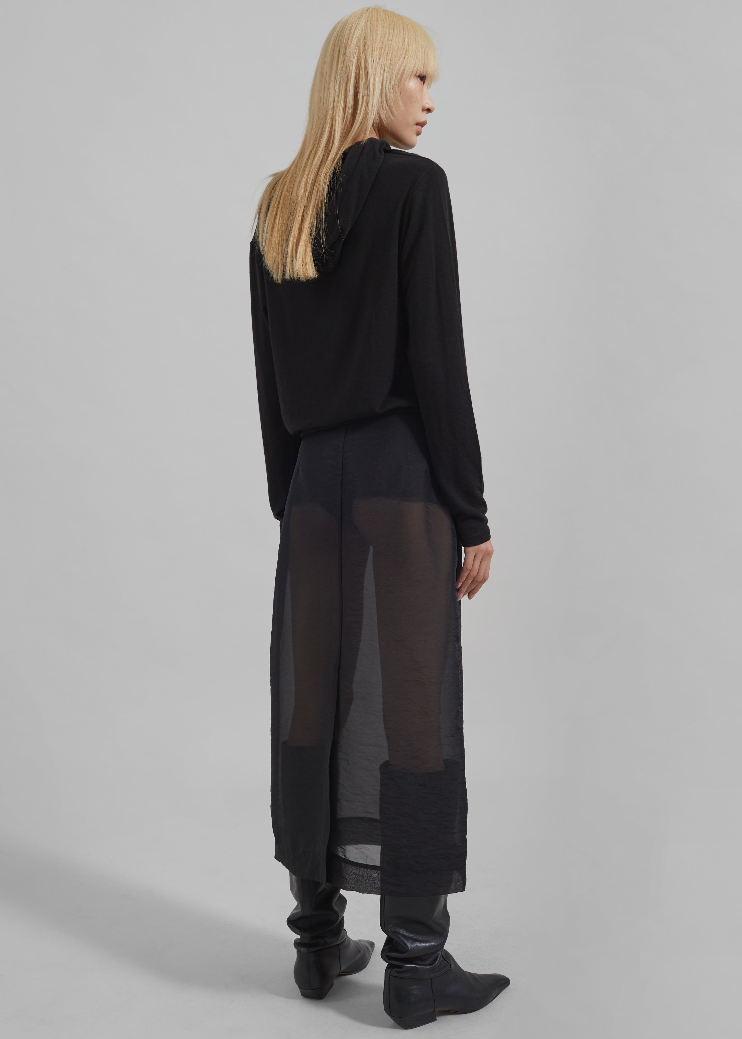 Yara Sheer Midi Skirt - Black - 8