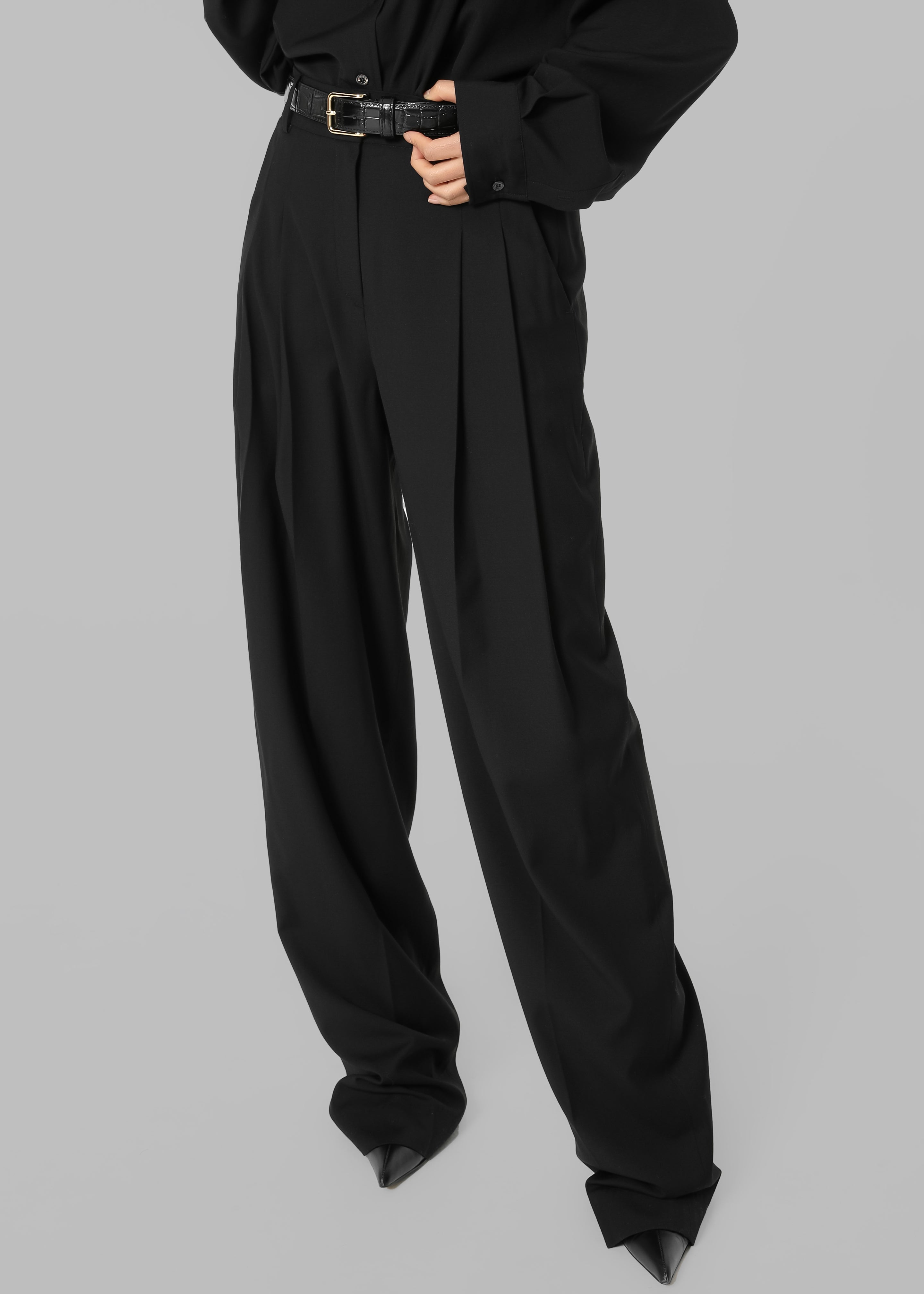 Gelso Pleated Trousers - Black - 3