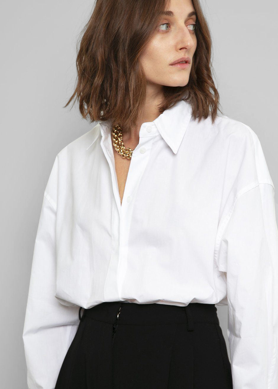 Lakely Oversized Button Down Shirt - White The Frankie Shop Lakely Oversized Button Down Shirt - White The Frankie Shop