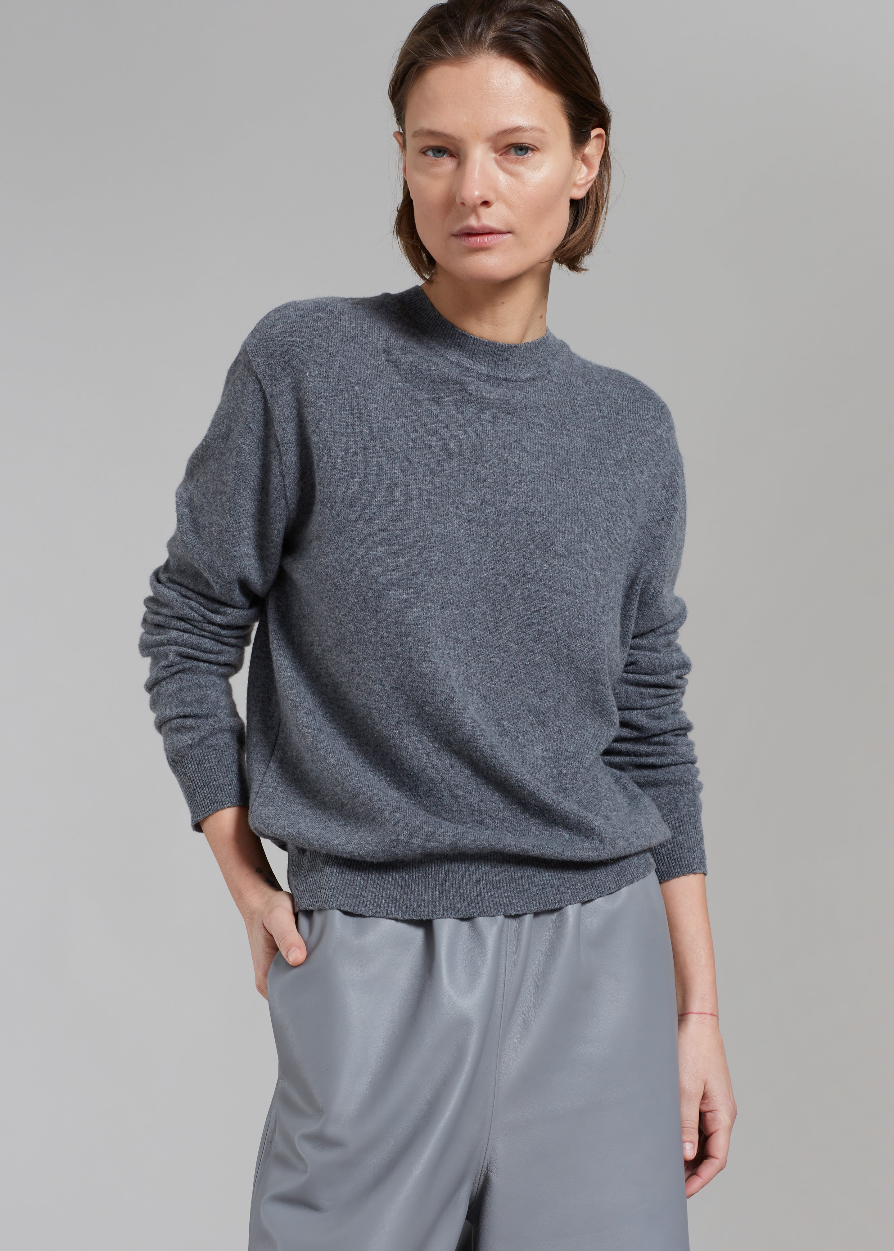 Aurora Wool Blend Knit Sweater - Grey - 3