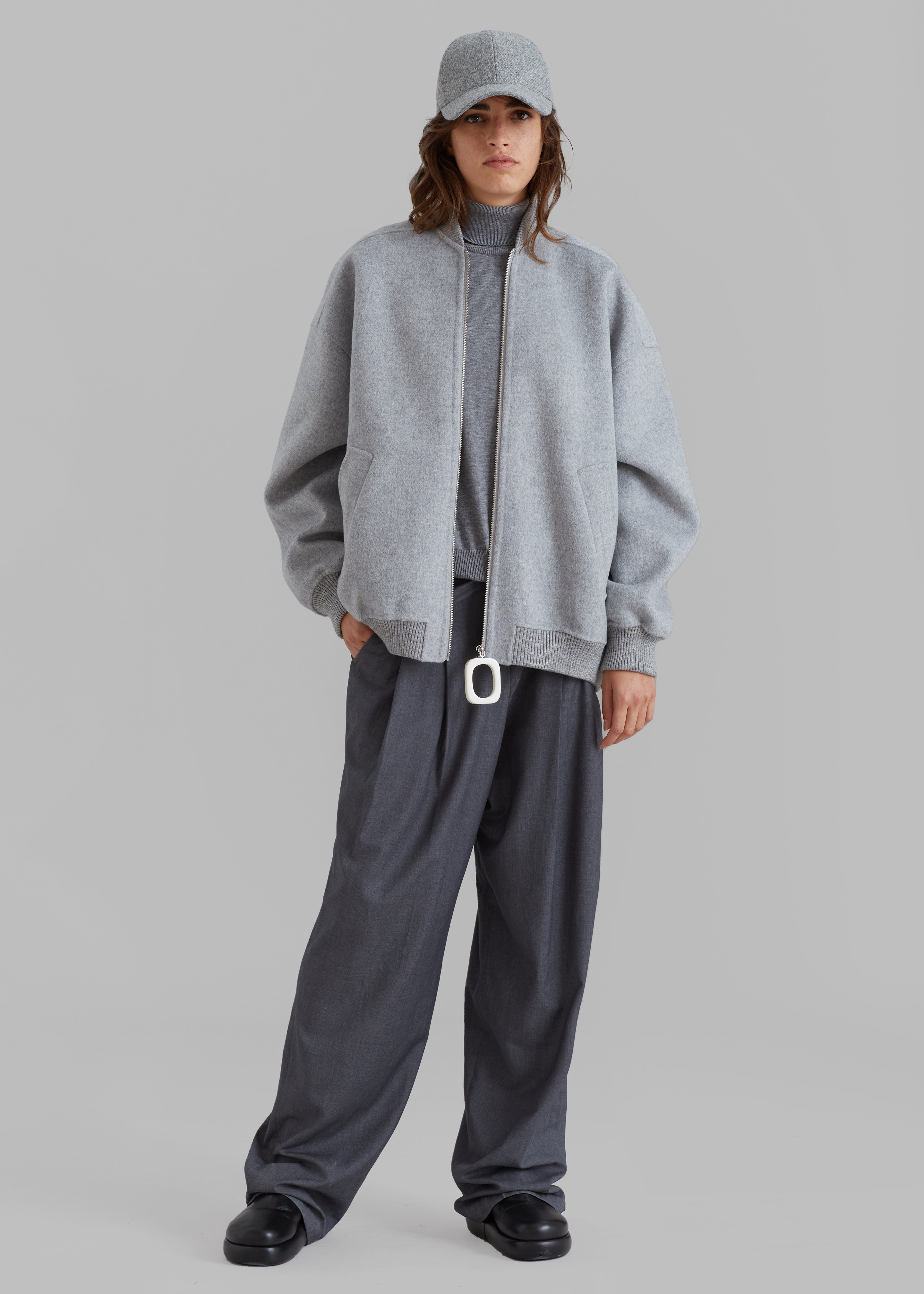 JW Anderson Oversized Wool Bomber Jacket - Grey Melange – The Frankie Shop
