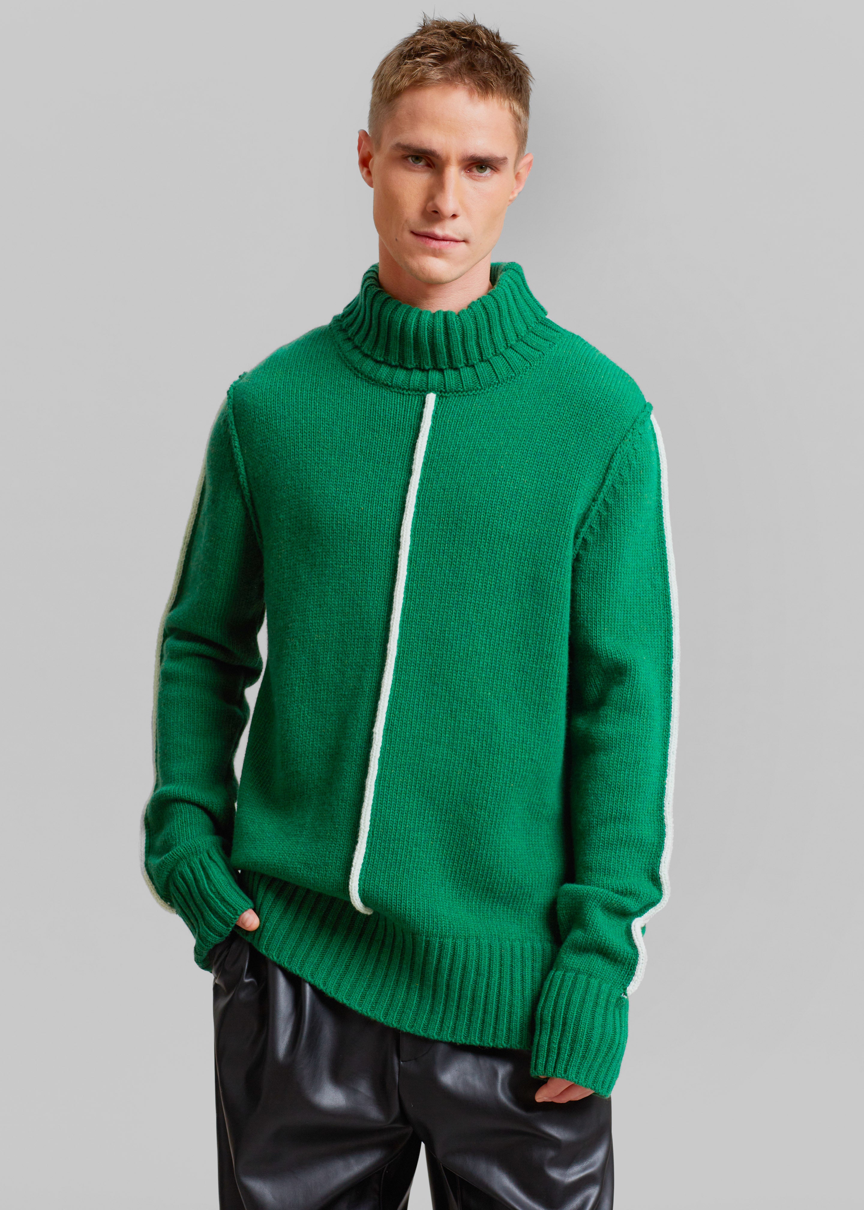 EGONLab Egonimati Turtleneck Sweater - Green Knit - 1