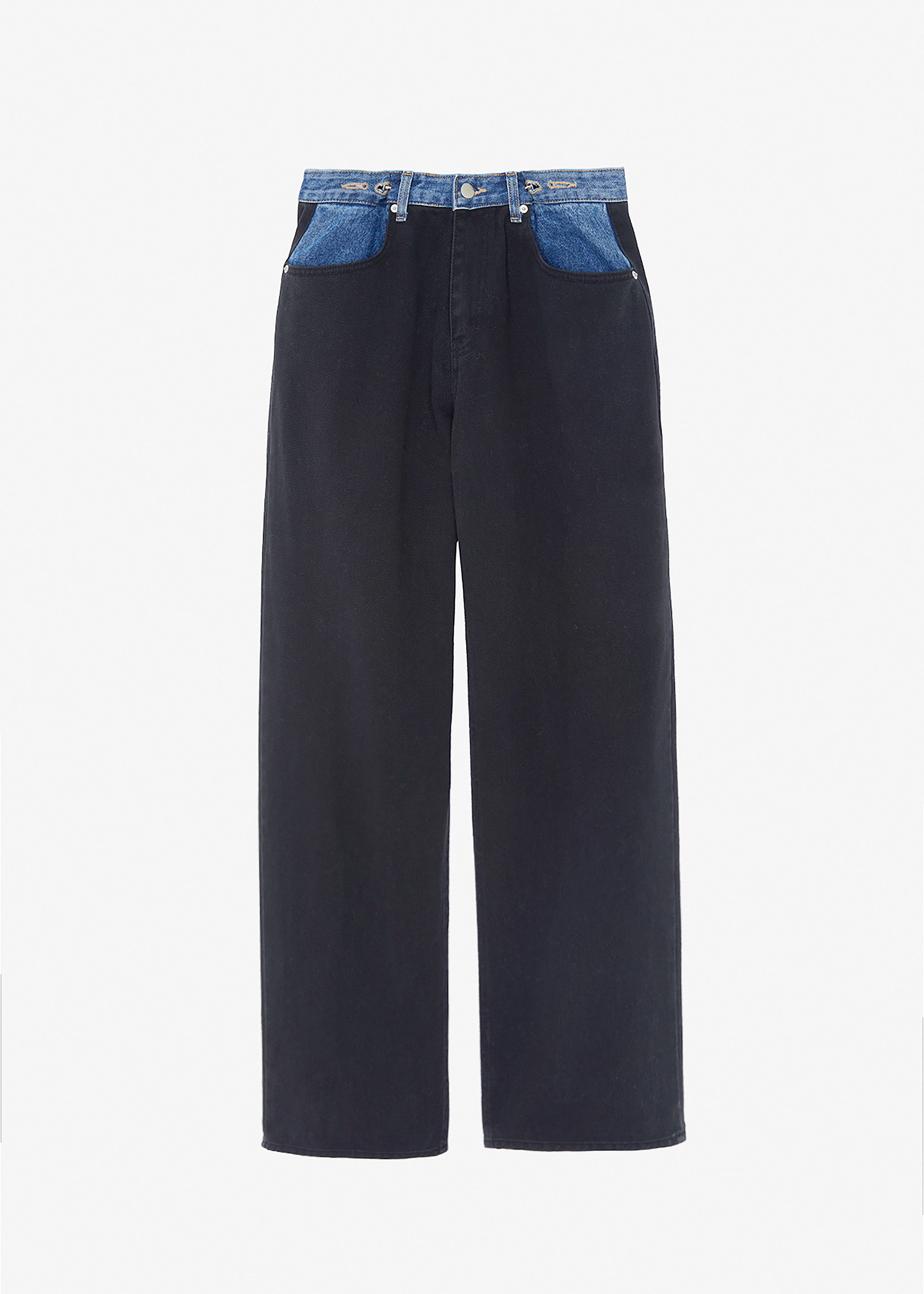 Hayla Contrast Denim Pants - Black/Blue - 10