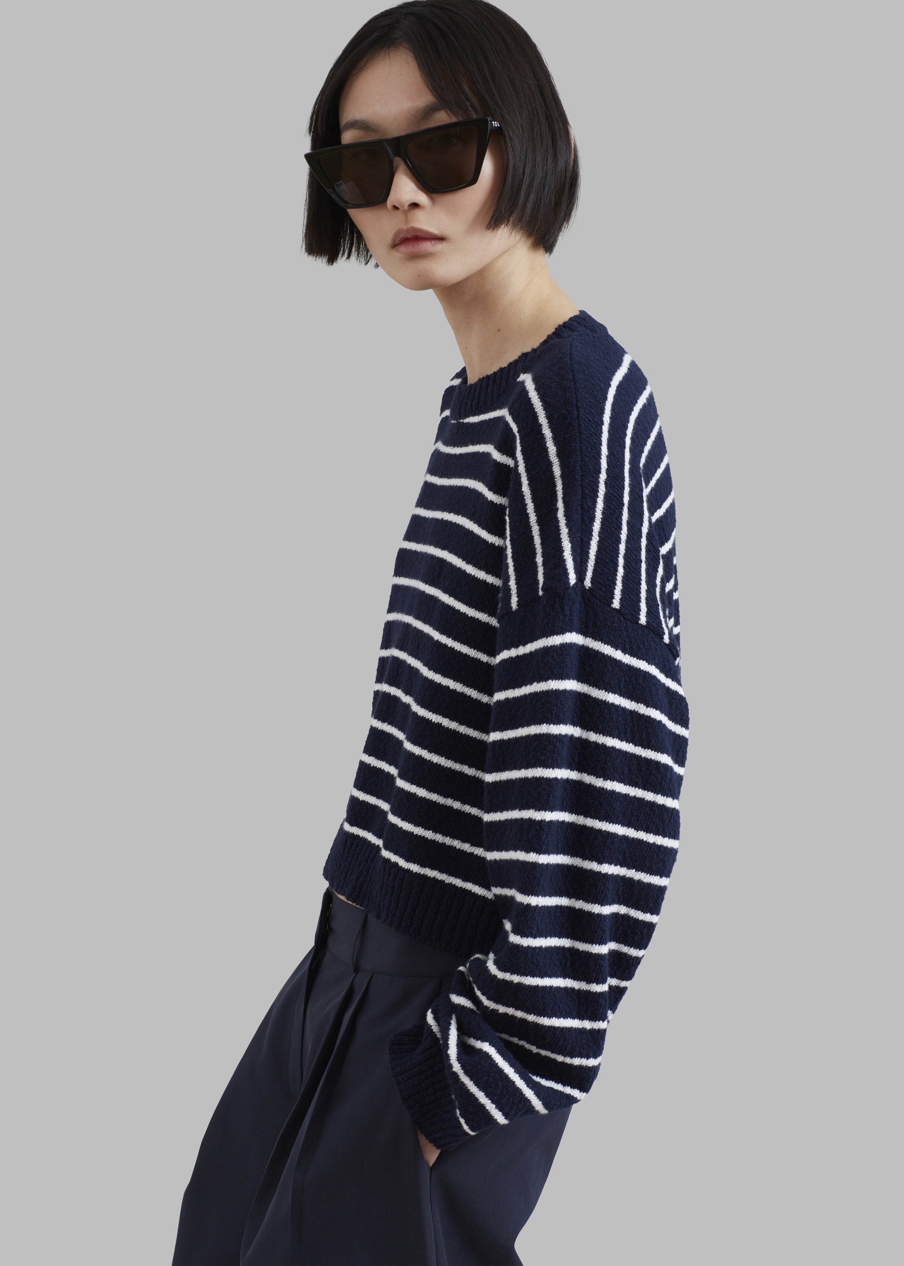 Iona Boatneck Navy Sweater - White Stripe – The Frankie Shop