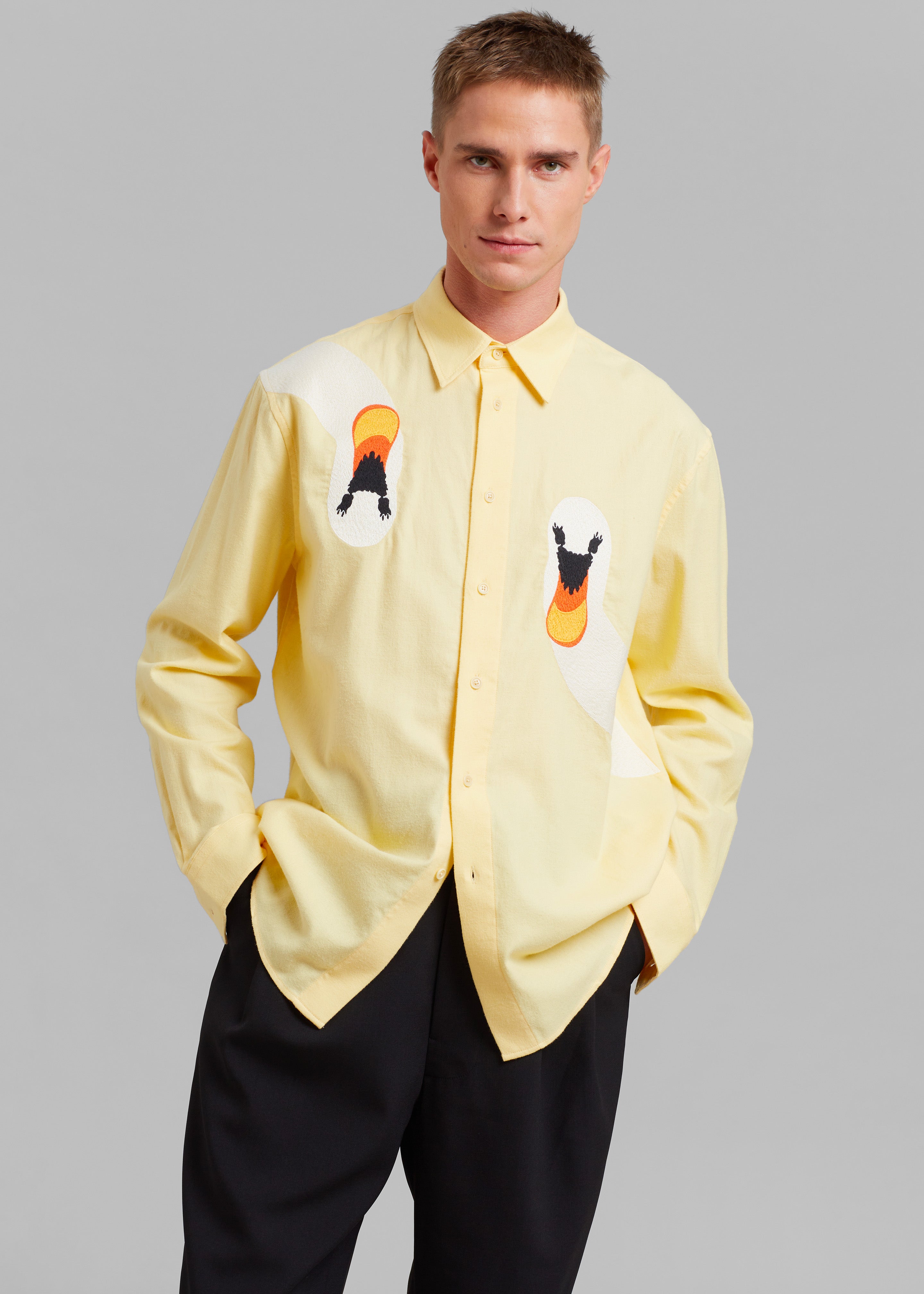 JW Anderson Swan Embroidered Classic Fit Shirt - Yellow – The Frankie Shop