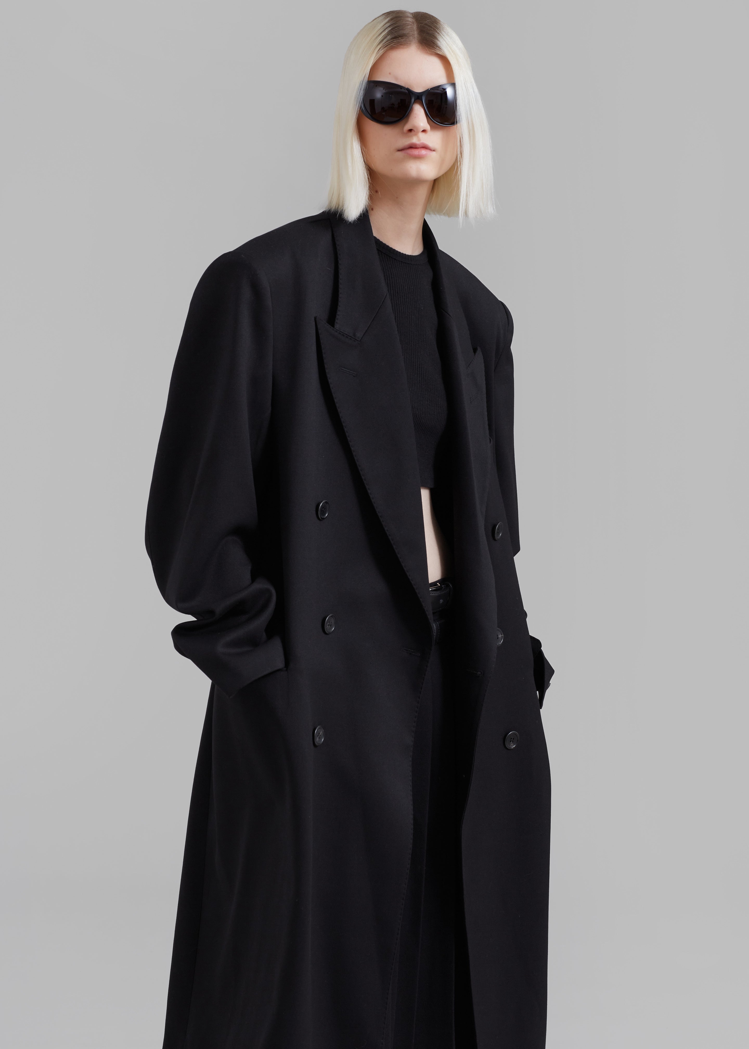 London Double Breasted Coat - Black - 5