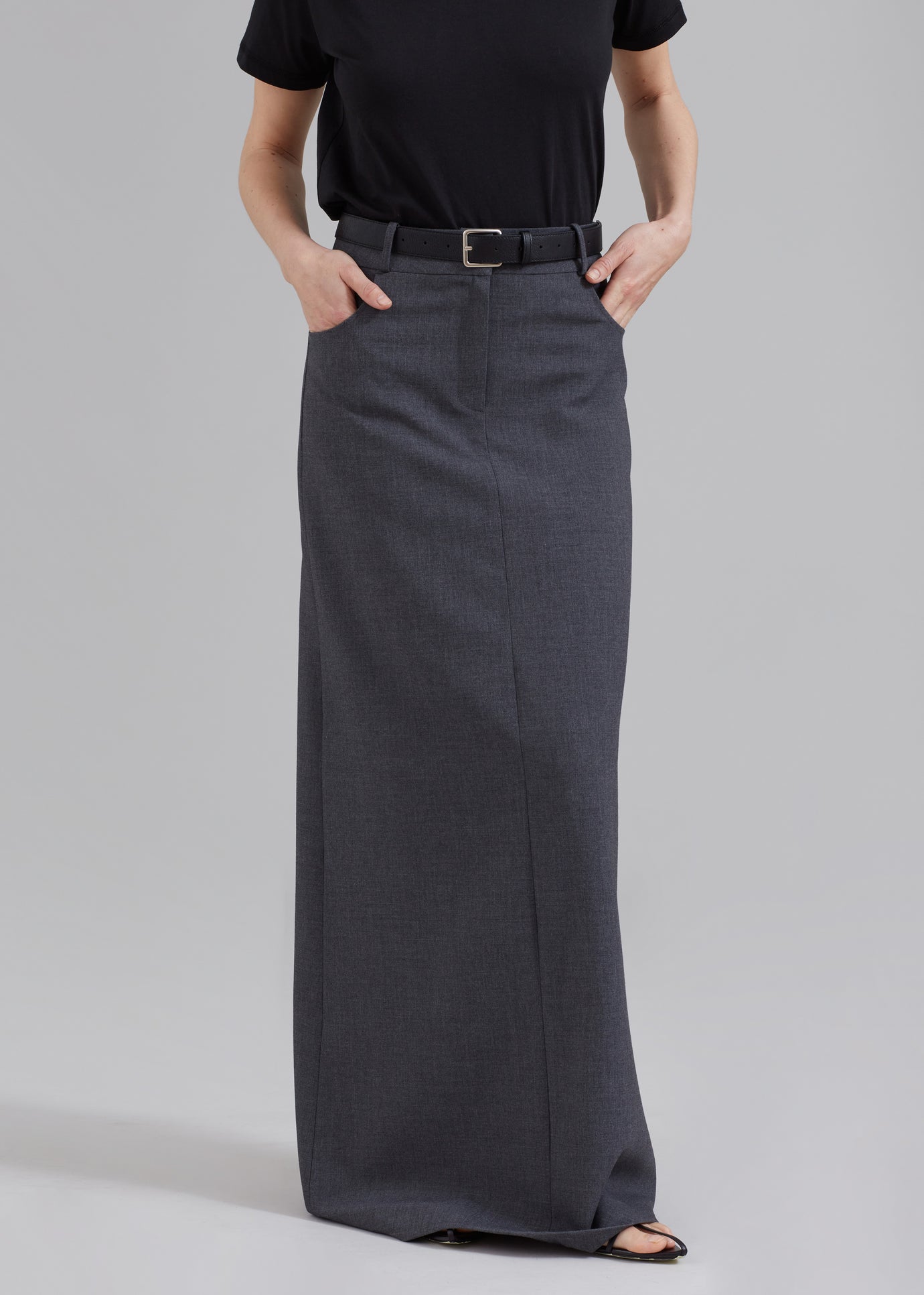 Malvo Long Pencil Skirt - Charcoal - 1