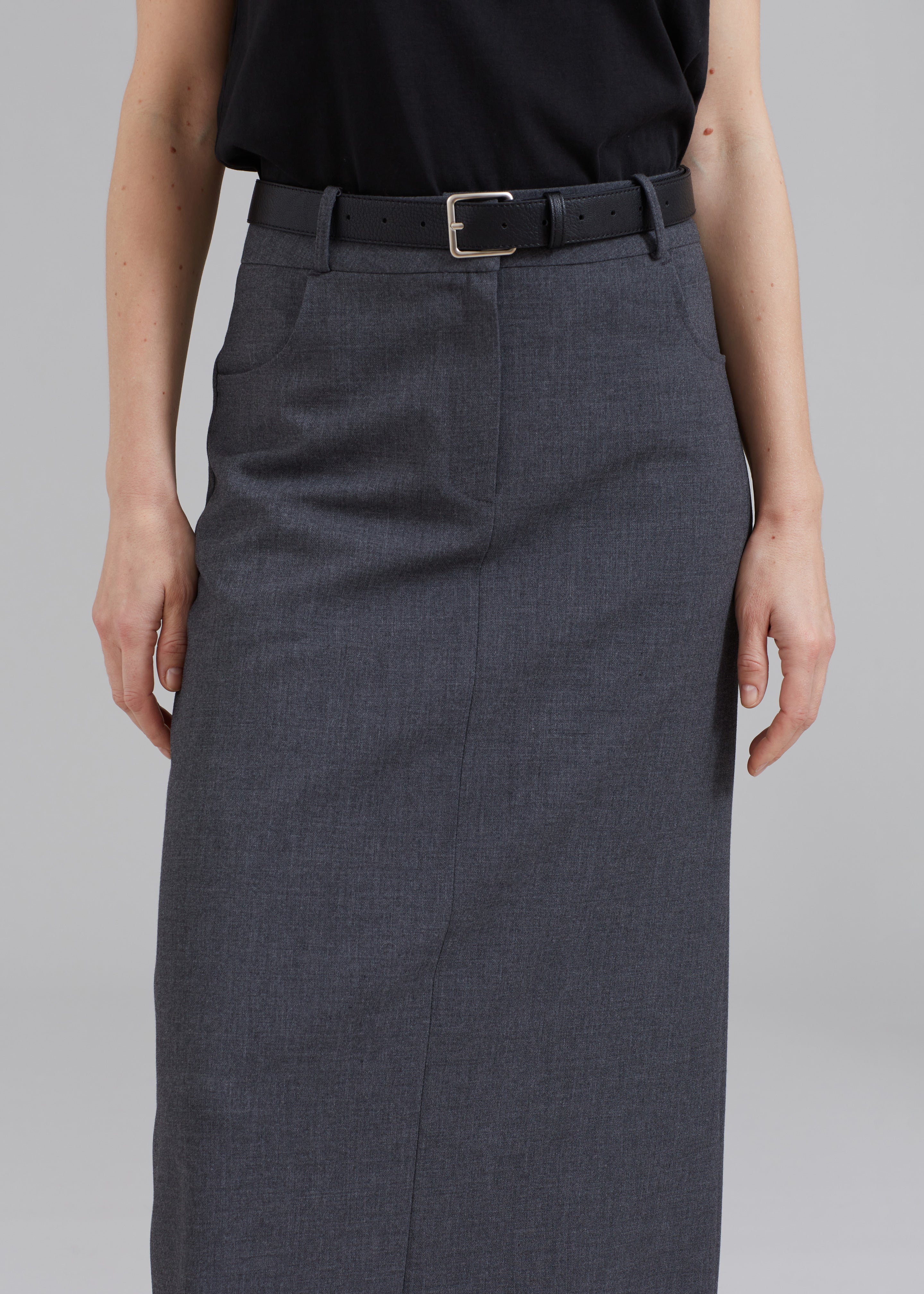 Malvo Long Pencil Skirt - Charcoal - 3