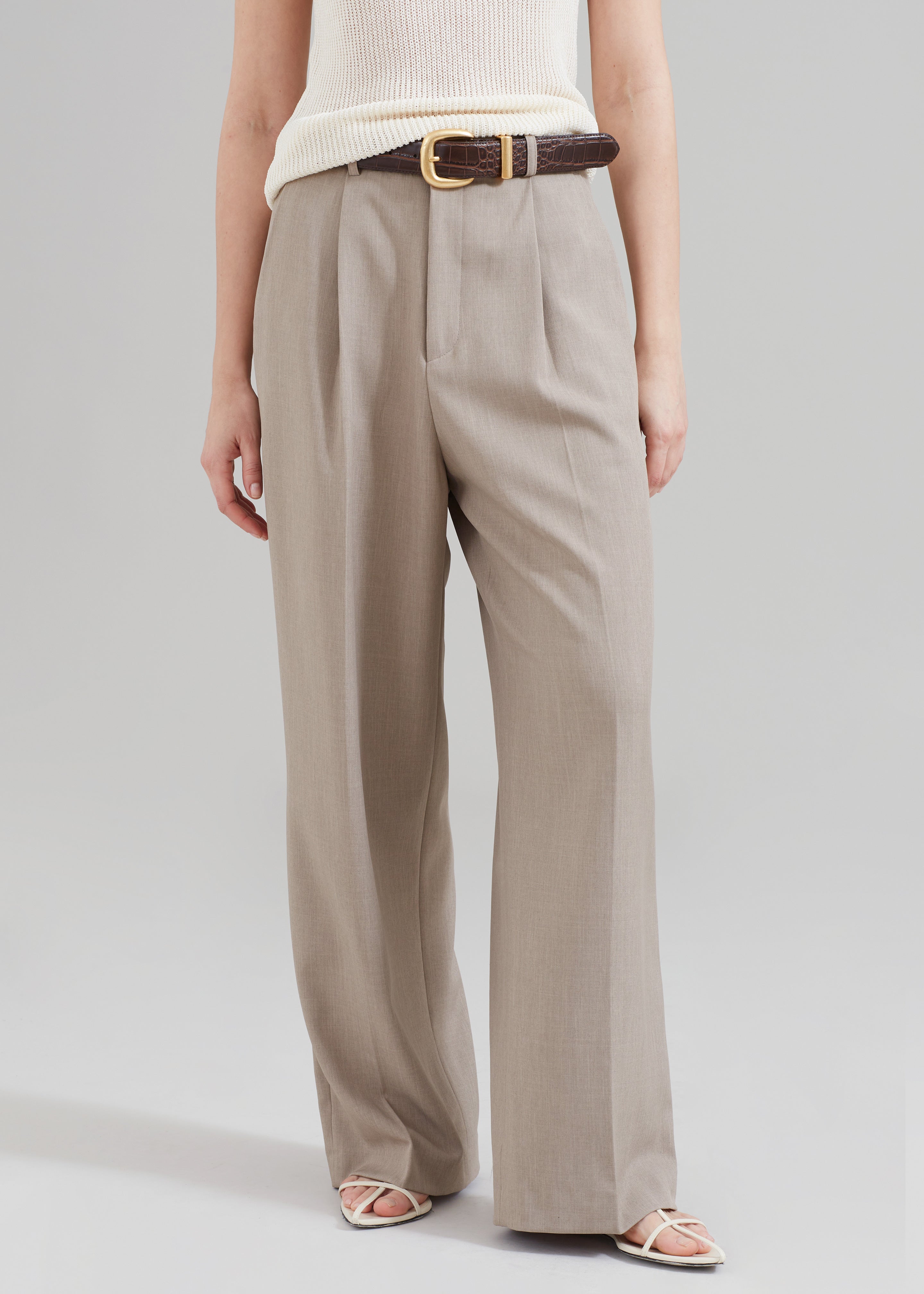 Nessi Pintuck Trousers - Taupe - 9