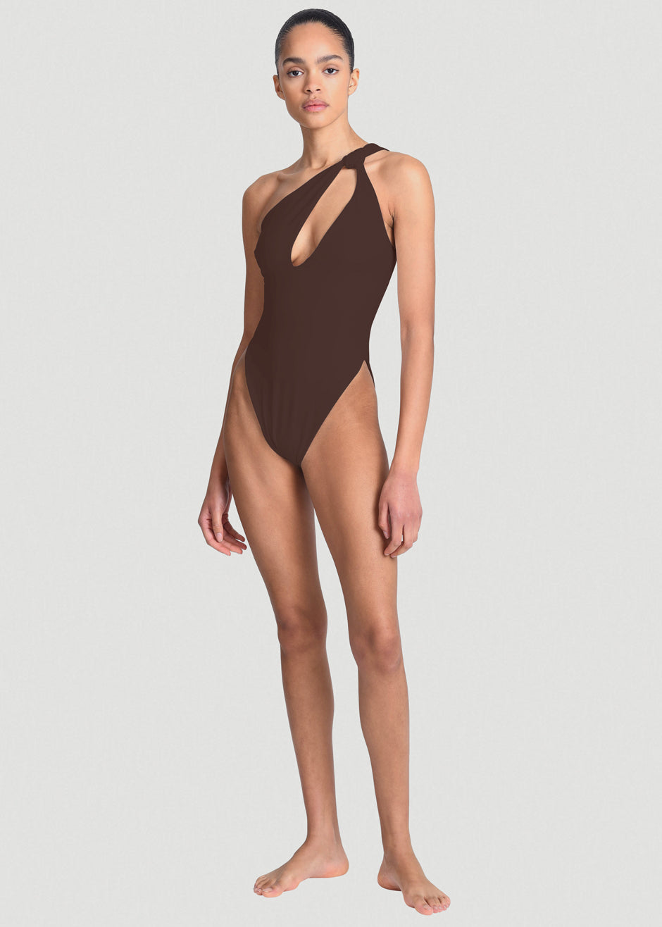 Aexae Knot One Piece Swimsuit - Brown – The Frankie Shop