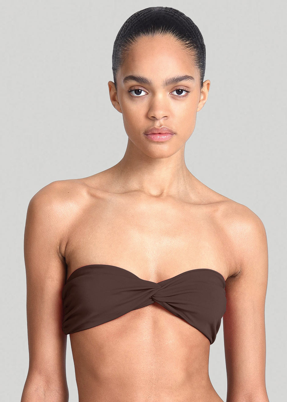 Aexae Ruched Bandeau Swim Top - Brown – The Frankie Shop